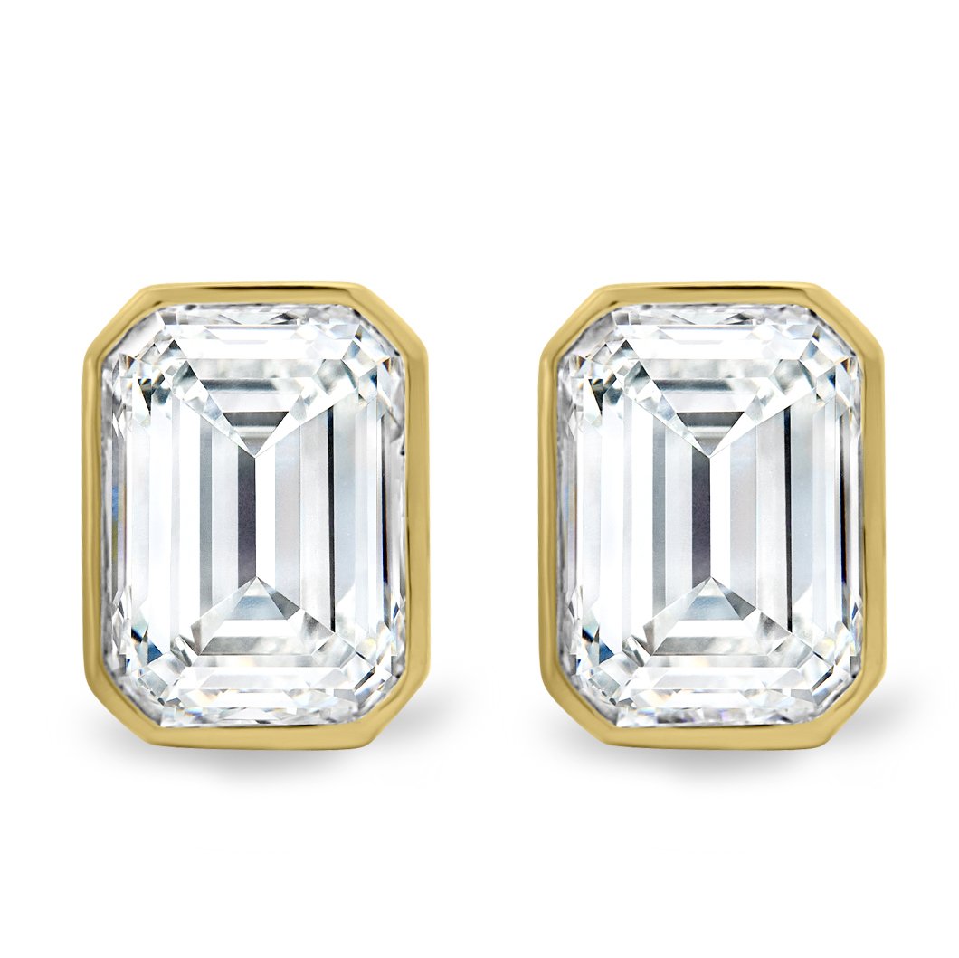 Kara - Emerald Bezel Earrings - 18k Yellow Gold