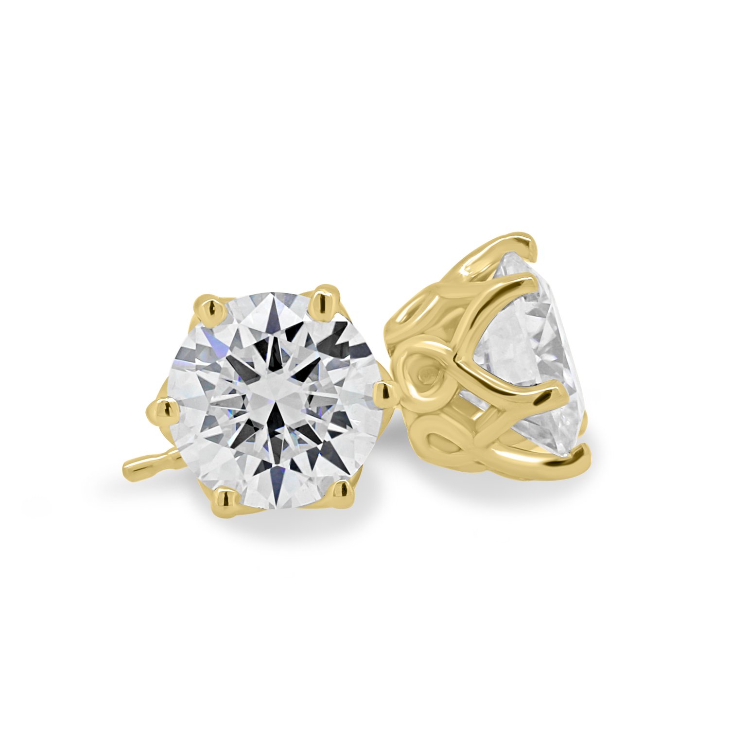 Oriana - Round 6 Claw Earrings - 18k Yellow Gold