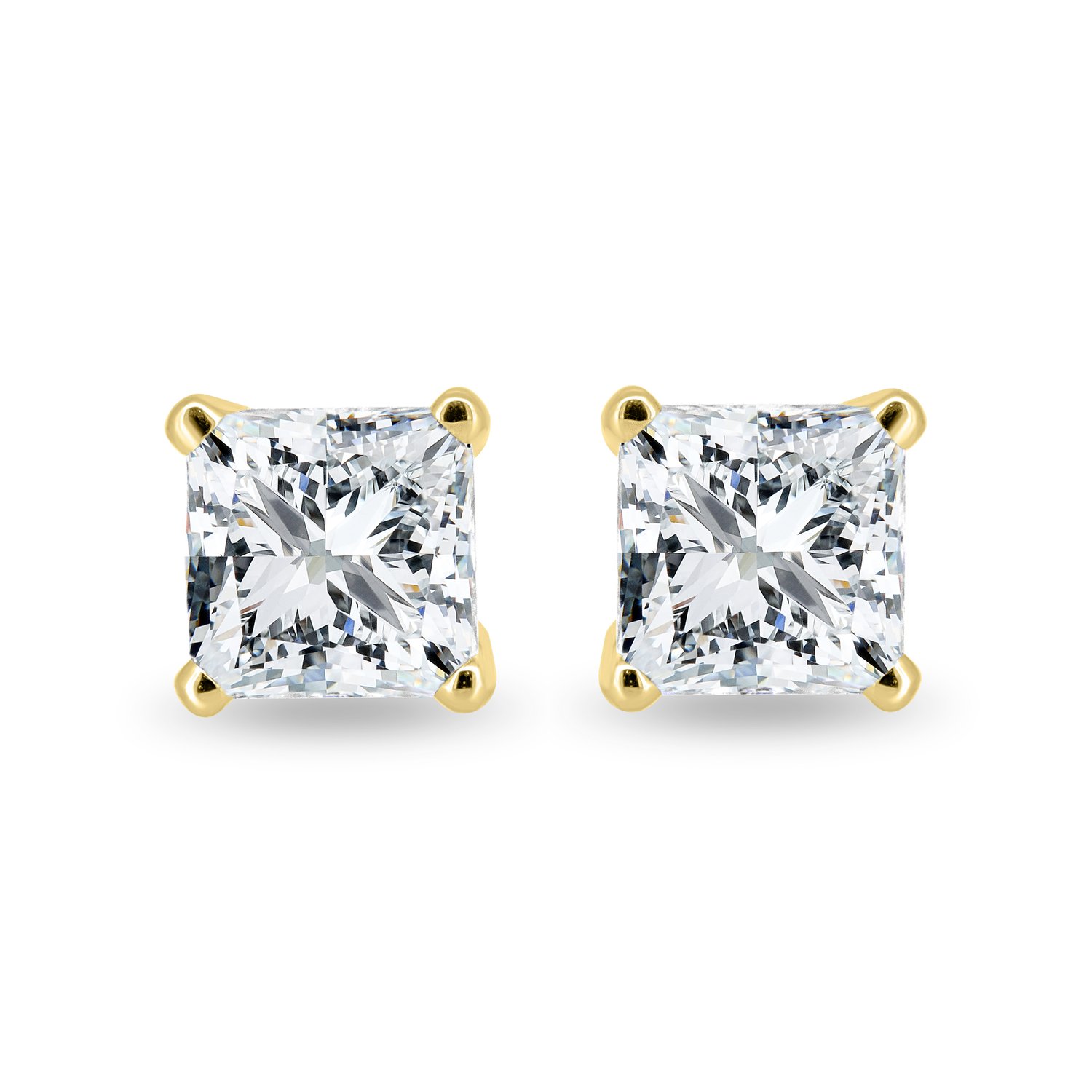 Patricia - Princess 4 Claw Earrings - 18k Yellow Gold