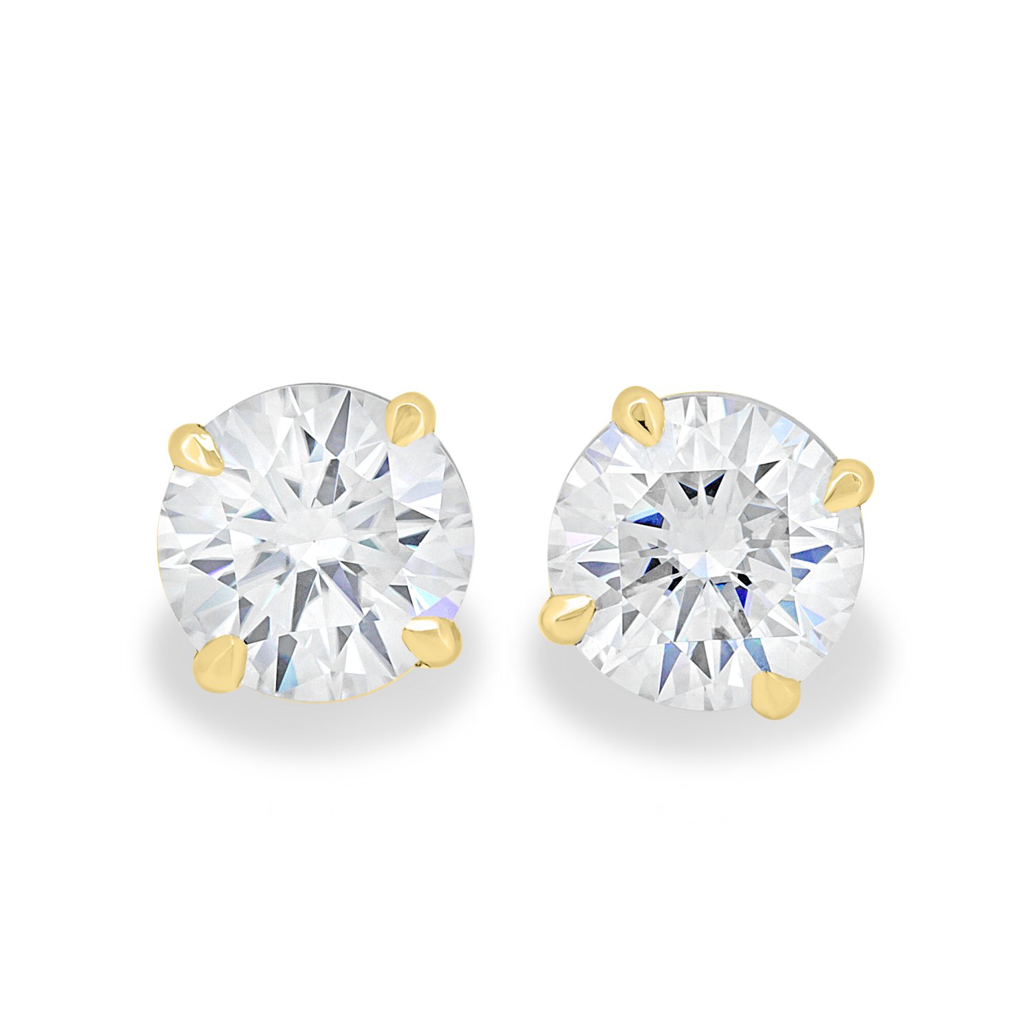 Philippa - Round 4 Claw Earrings - 18k Yellow Gold