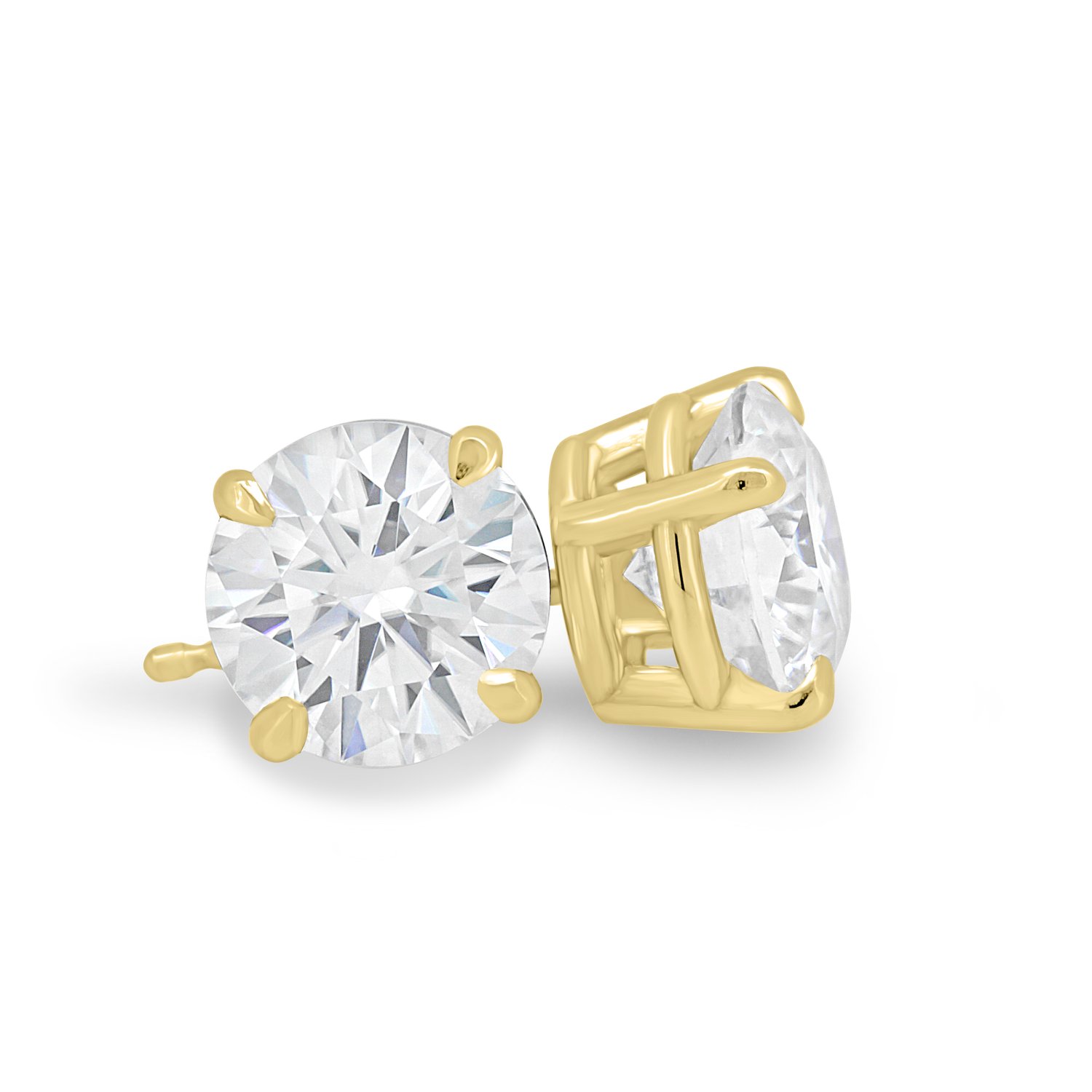 Philippa - Round 4 Claw Earrings - 18k Yellow Gold