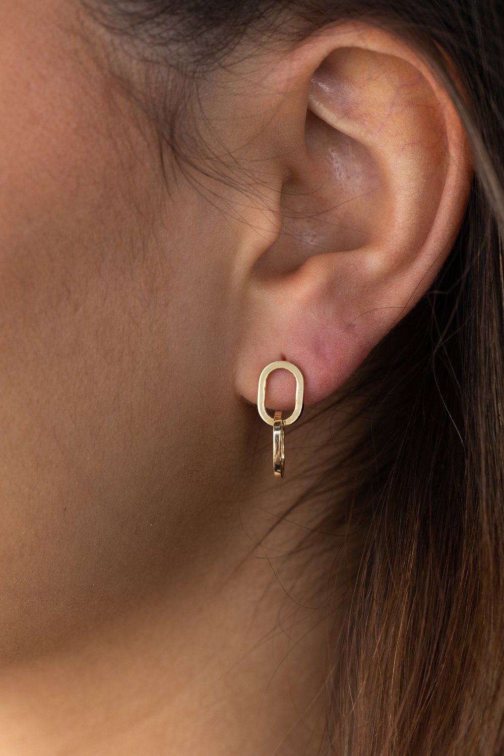 Shay - Interlocking Elongated Oval Earrings Lifestyle Image