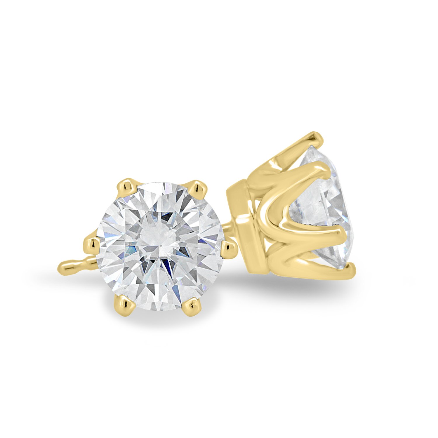 Sonia - Round 6 Claw Earrings - 18k Yellow Gold