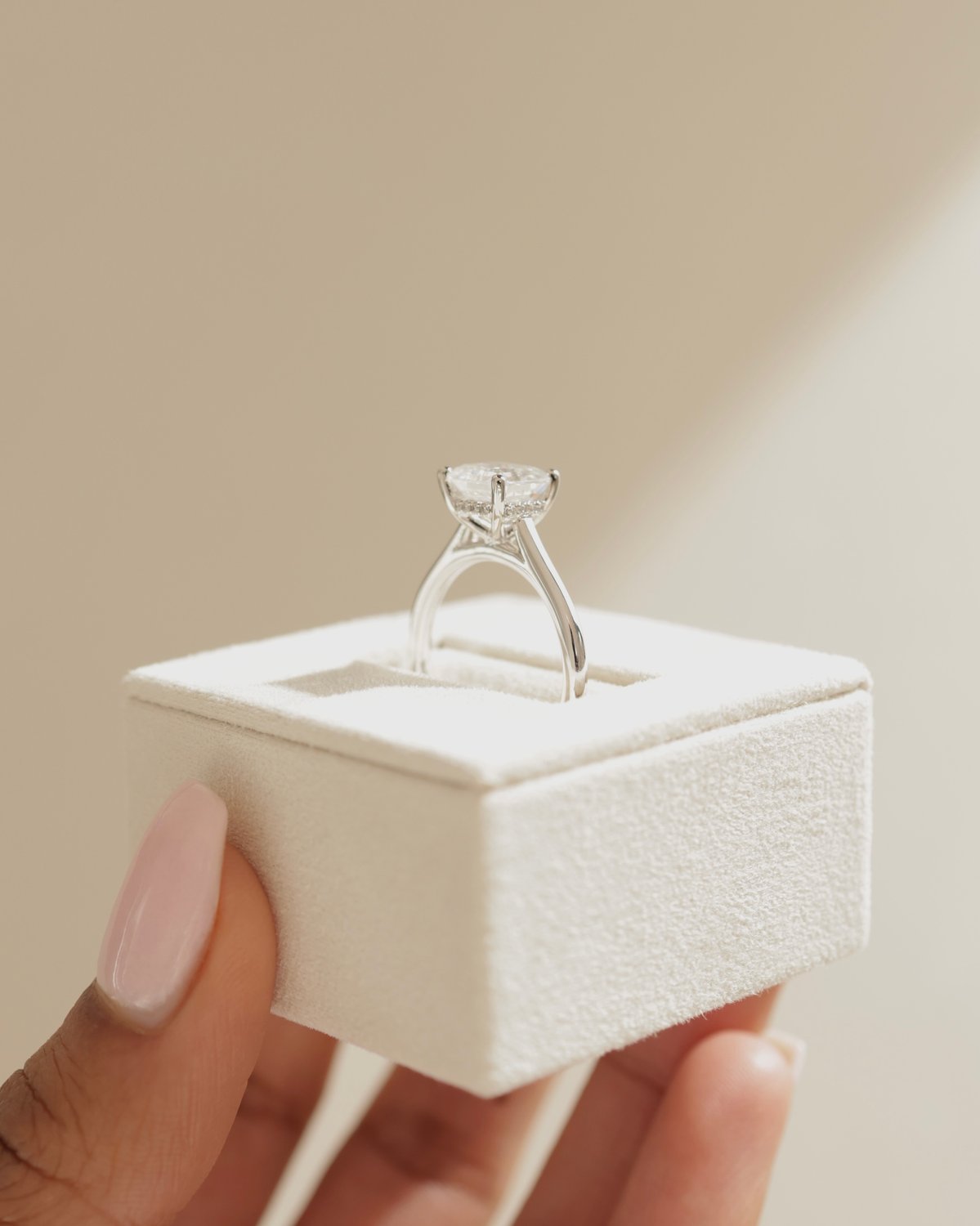 Platinum | 7mm Asscher Moissanite | Lab Diamond side stones