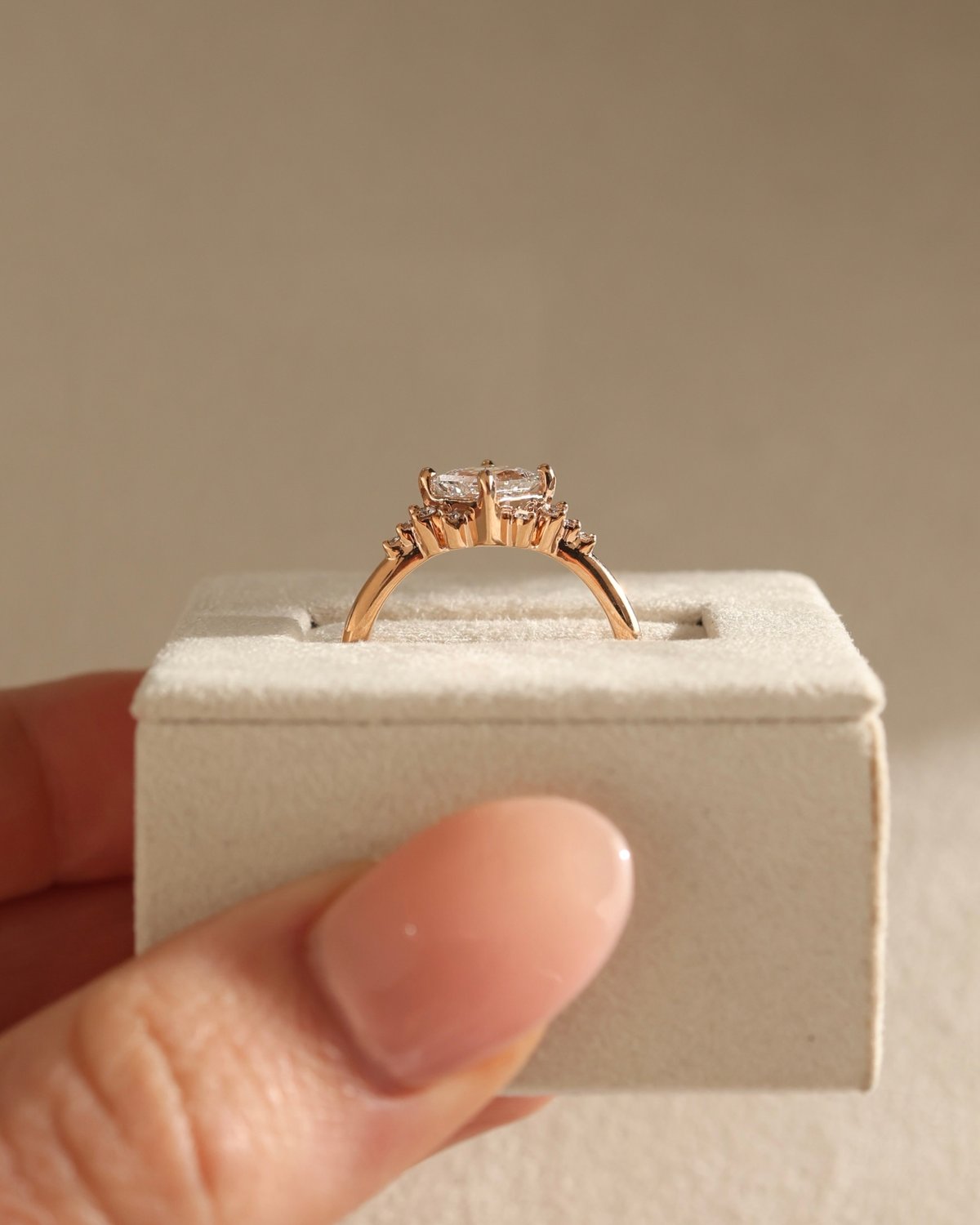 18k Rose Gold | 1.06ct - D - VS1 Princess Lab Diamond | Lab Diamond side stones