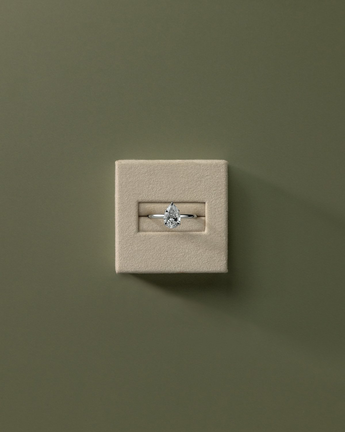 Ainsley - 5 Claw Pear Solitaire with Hidden Halo - 18k White Gold
