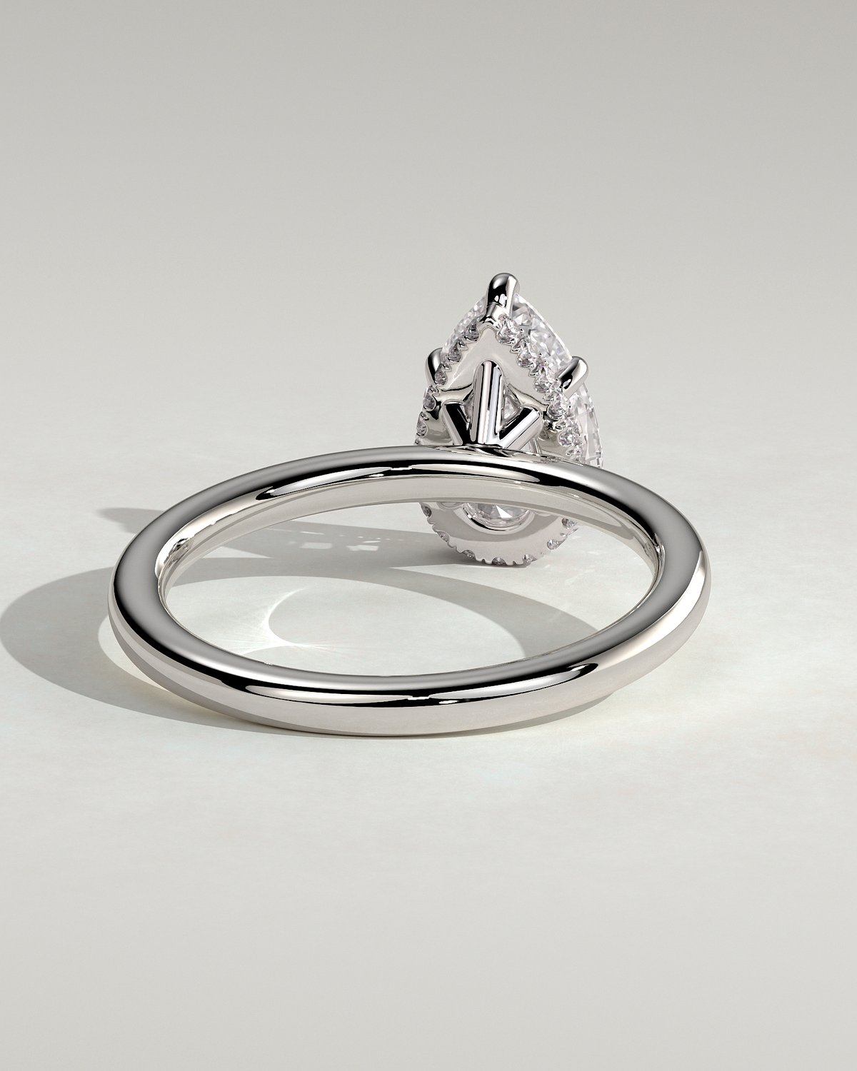 Ainsley - 5 Claw Pear Solitaire with Hidden Halo - 18k White Gold