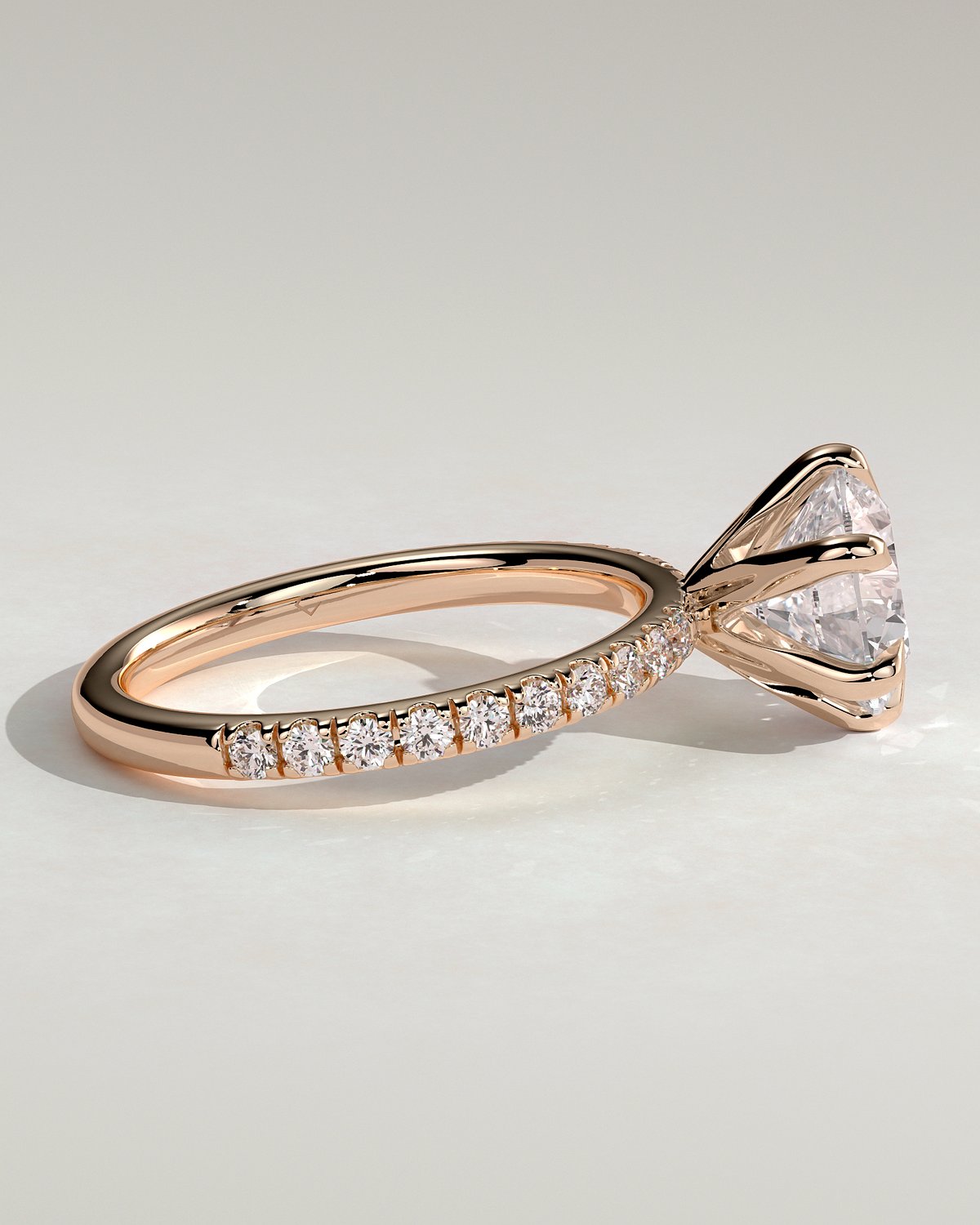 Alexandria  6 Claw Pav Round Solitaire - 18k Rose Gold