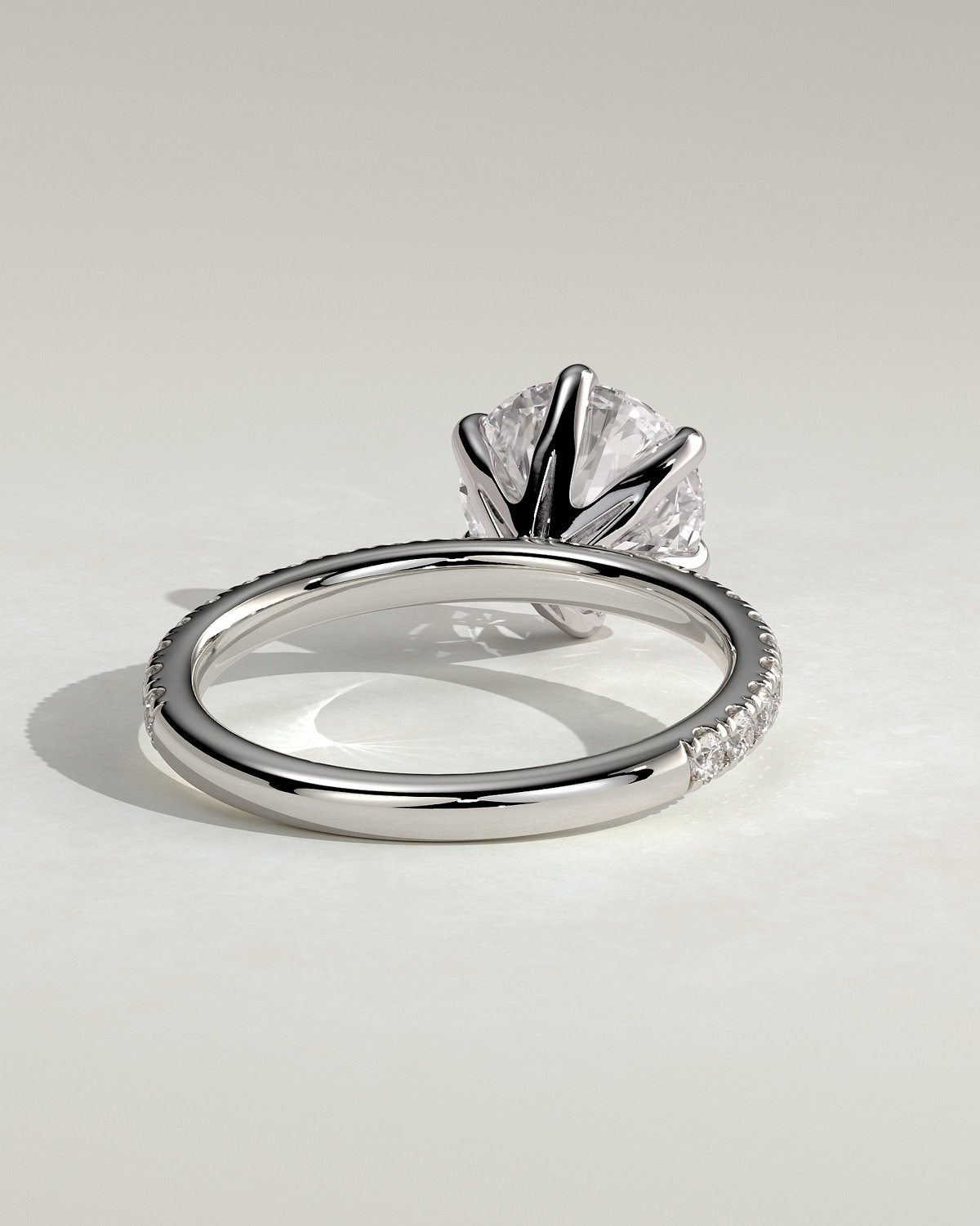 Alexandria  6 Claw Pav Round Solitaire - 18k White Gold