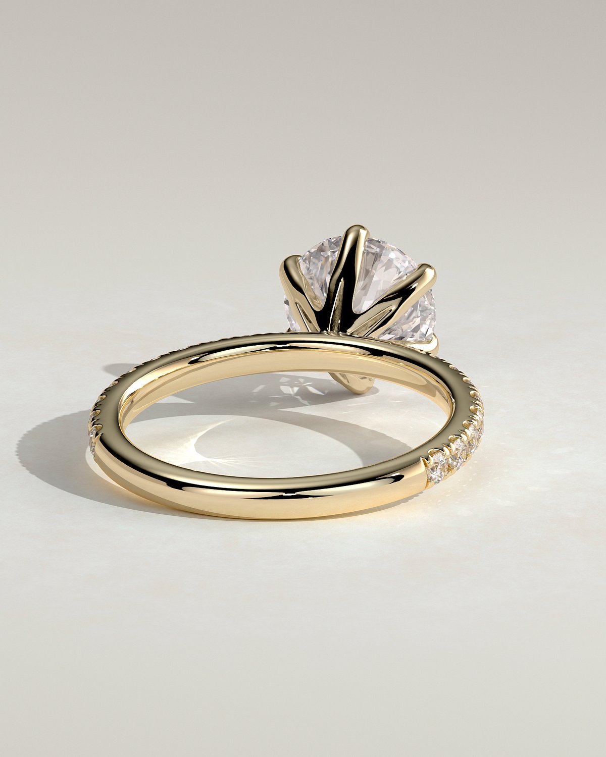 Alexandria  6 Claw Pav Round Solitaire - 18k Yellow Gold