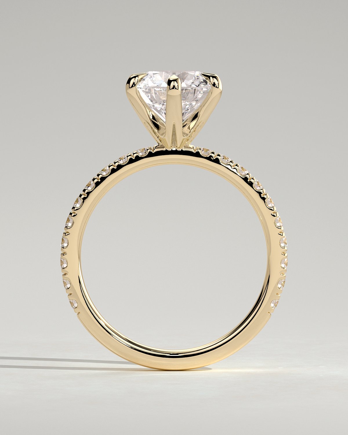 Alexandria  6 Claw Pav Round Solitaire - 18k Yellow Gold