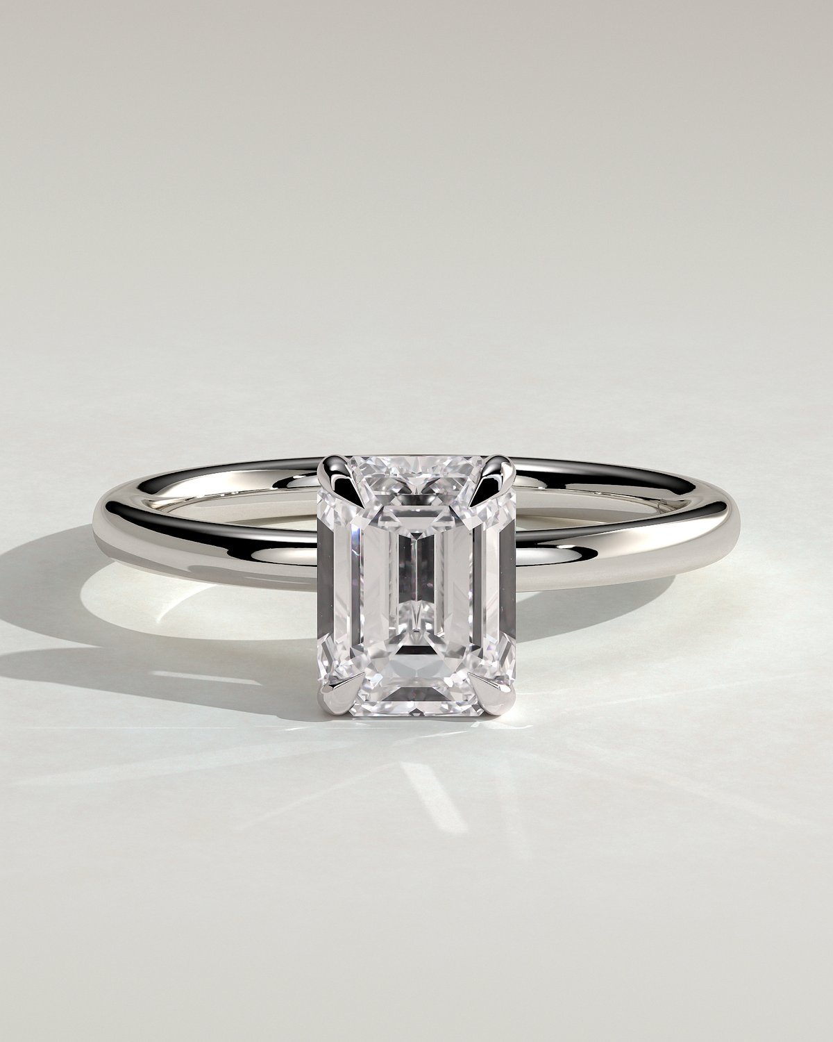 Alice  Emerald Solitaire - 18k White Gold