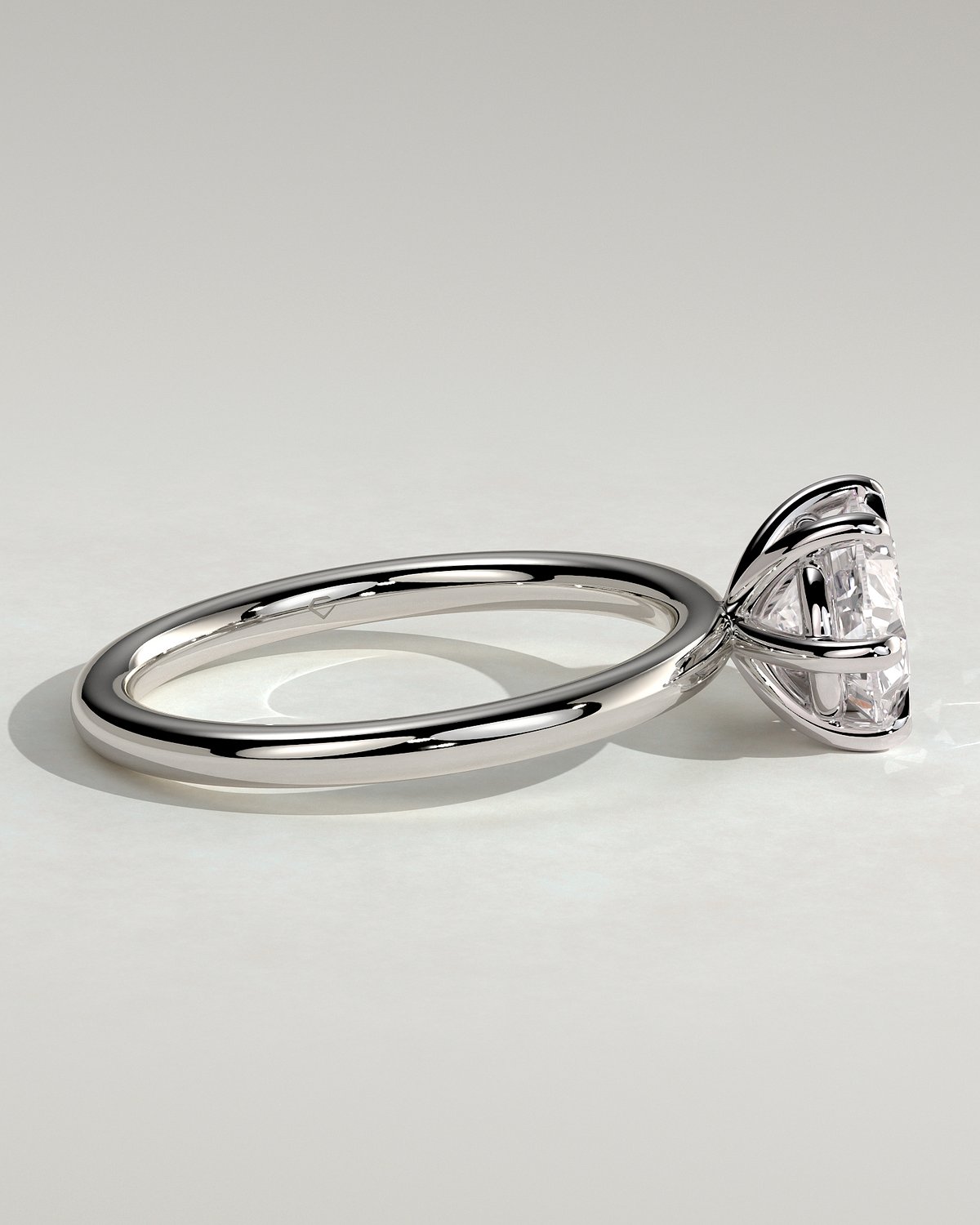 Allison - Oval East-West Solitaire - 18k White Gold