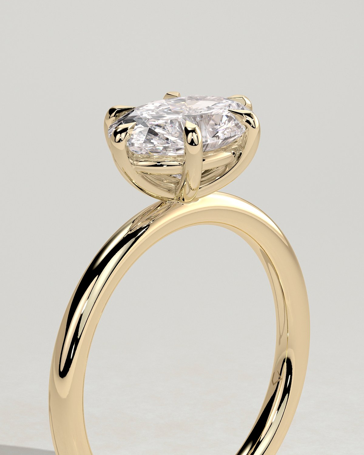 Allison - Oval East-West Solitaire - 18k Yellow Gold
