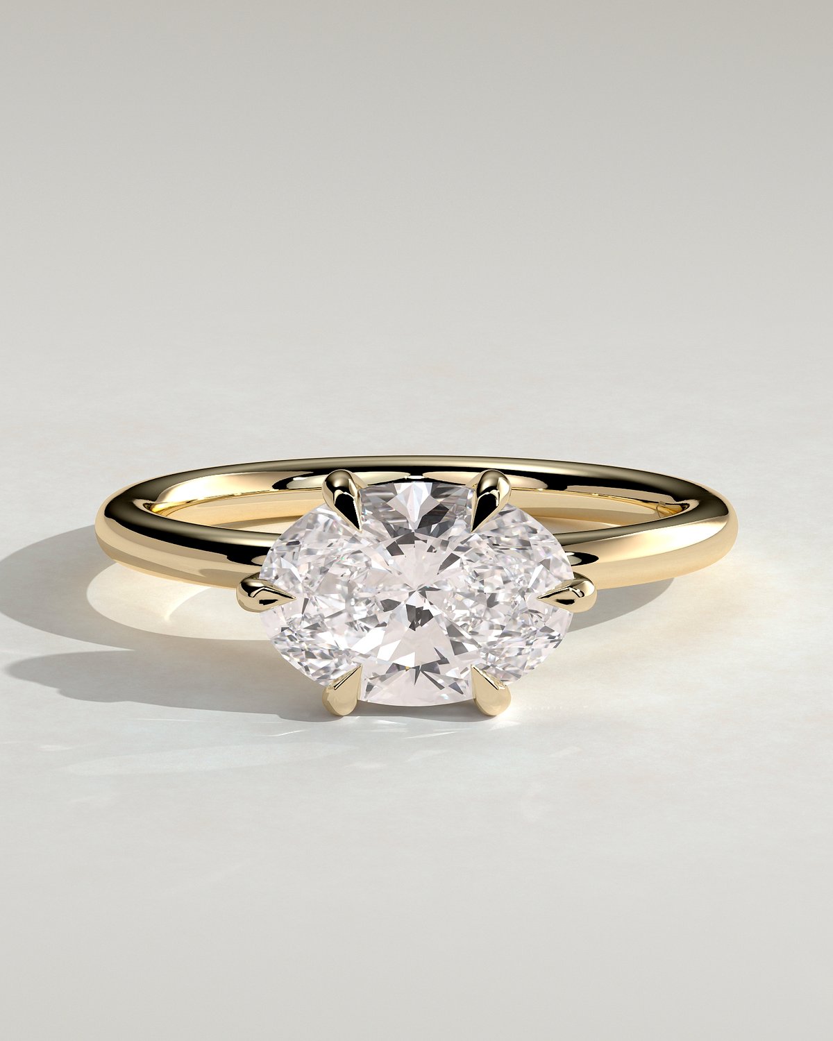 Allison - Oval East-West Solitaire - 18k Yellow Gold