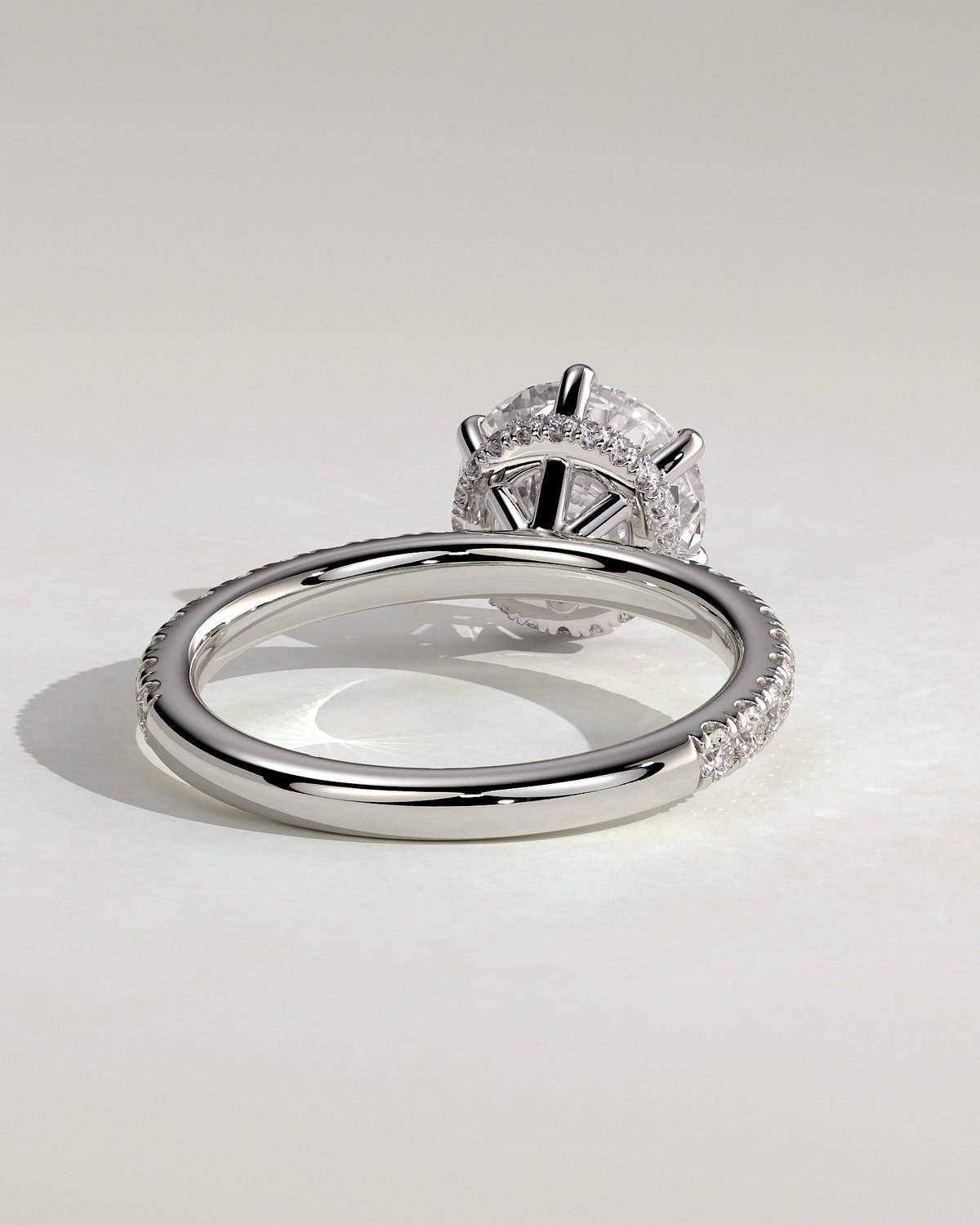 Amanda - 6 Claw Pav Round Solitaire with Hidden Halo - 18k White Gold