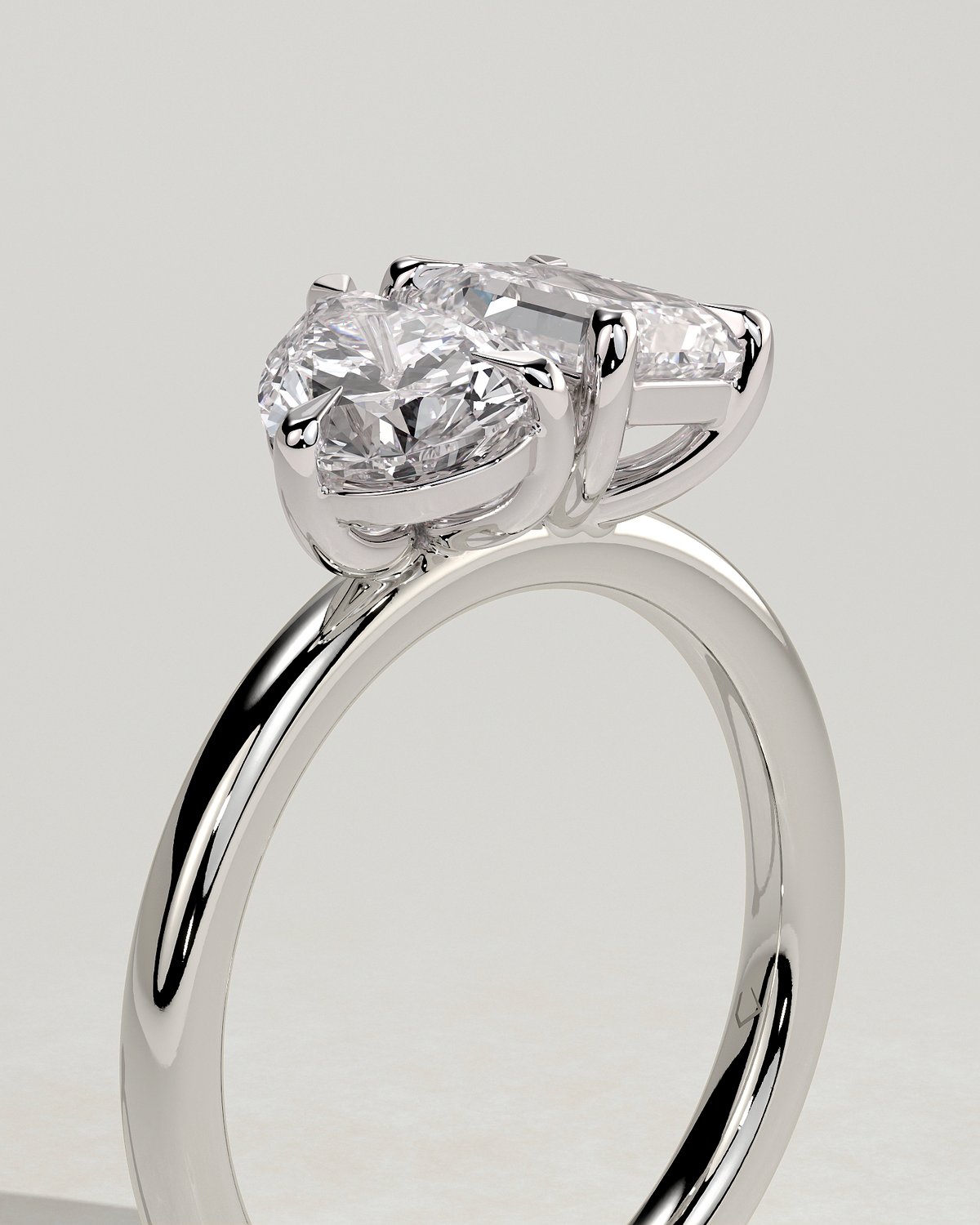 Amor - Pear and Emerald Toi Et Moi - 18k White Gold