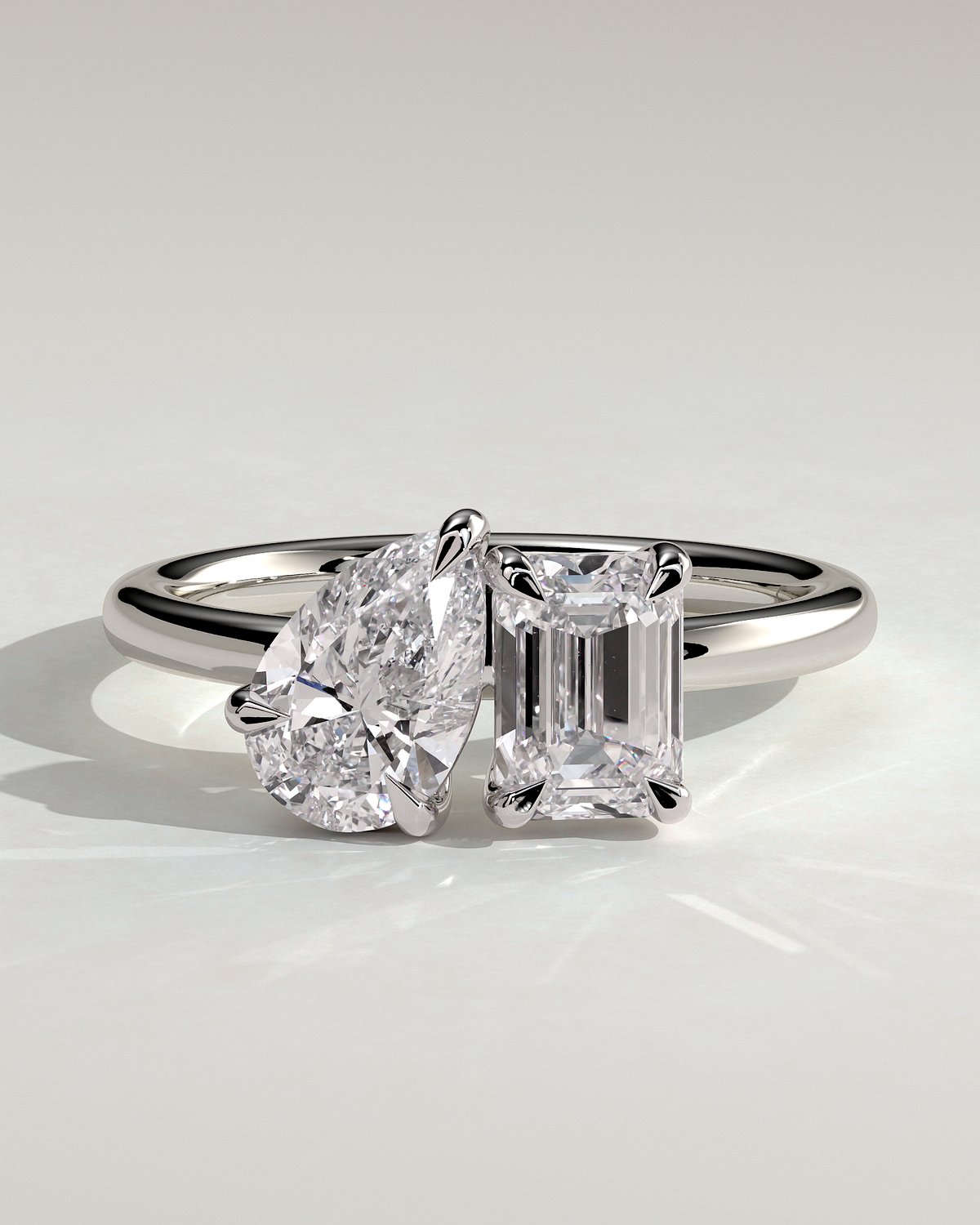 Amor - Pear and Emerald Toi Et Moi - 18k White Gold