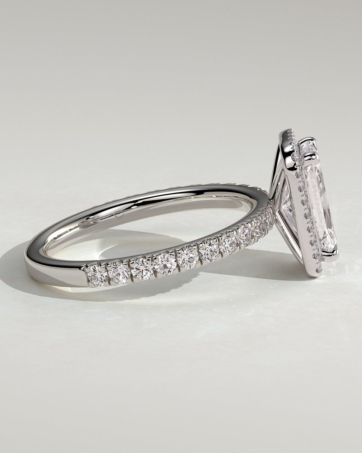 Analyce  Emerald Halo with Pave - 18k White Gold