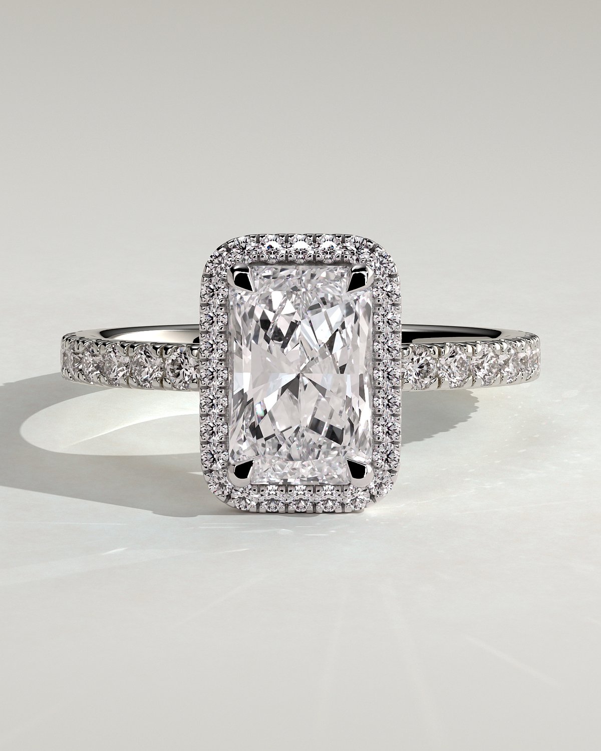 Analyce  Emerald Halo with Pave - 18k White Gold