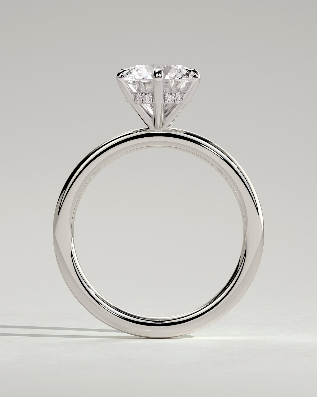 Anna  6 Claw Round Solitaire with Hidden Halo - 18k White Gold