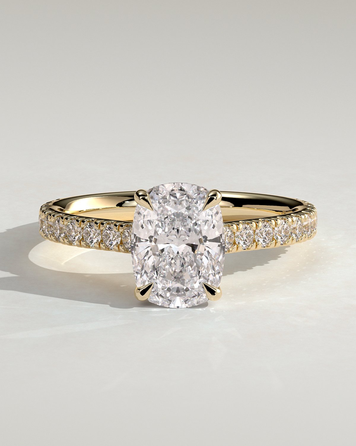 Annika - Elongated Cushion Cut with Hidden Halo - 18k Yellow Gold