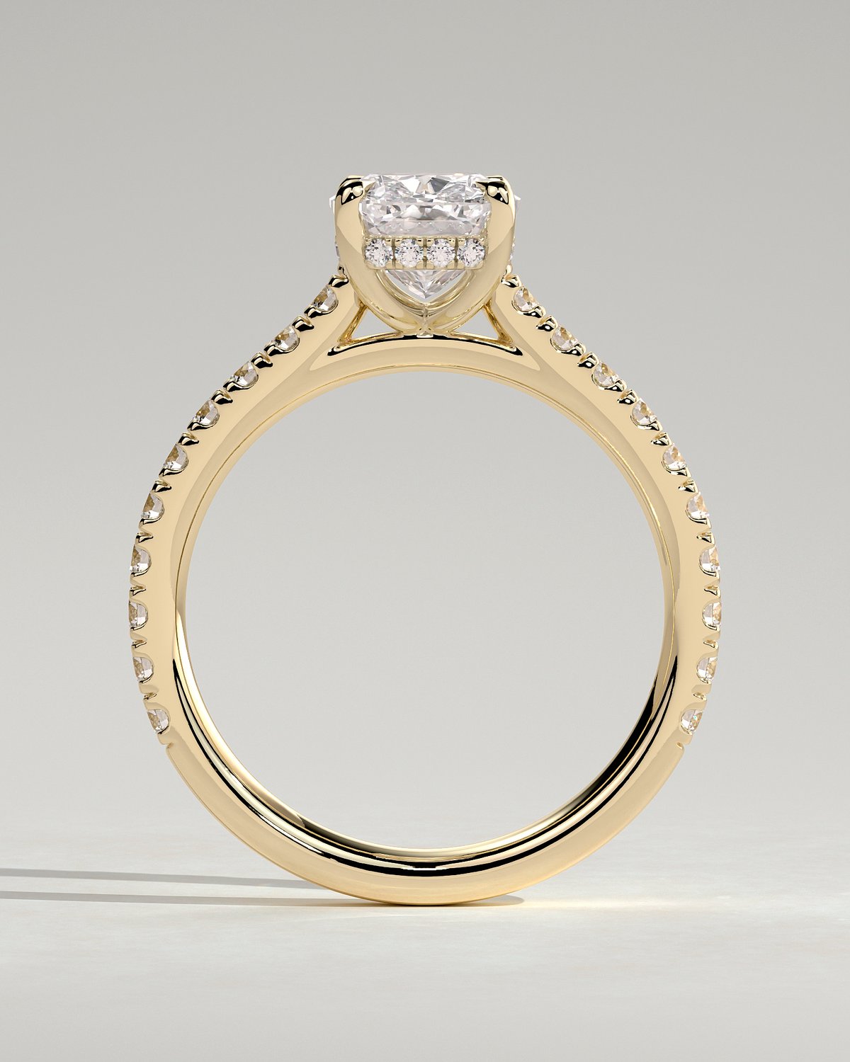Annika - Elongated Cushion Cut with Hidden Halo - 18k Yellow Gold