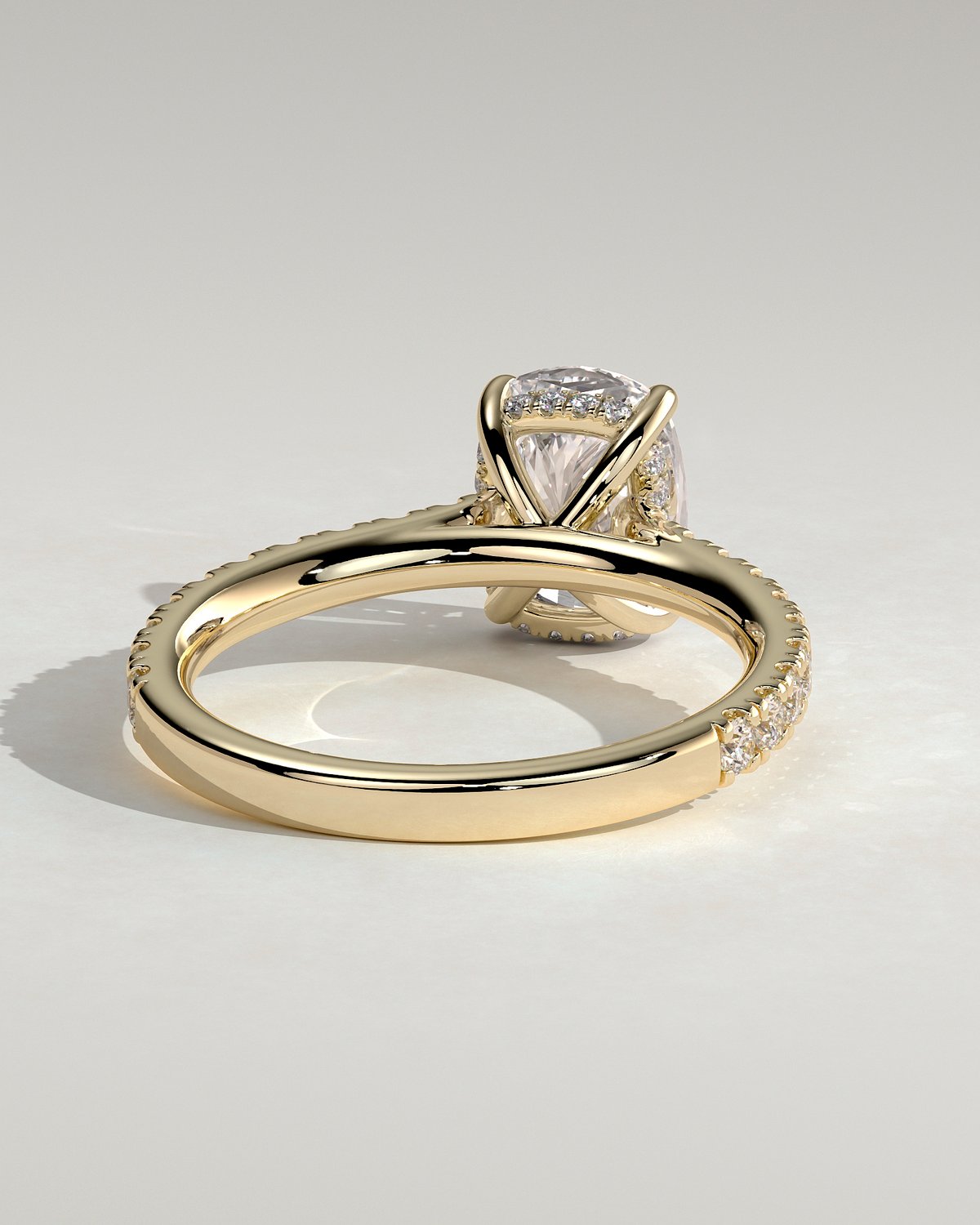 Annika - Elongated Cushion Cut with Hidden Halo - 18k Yellow Gold