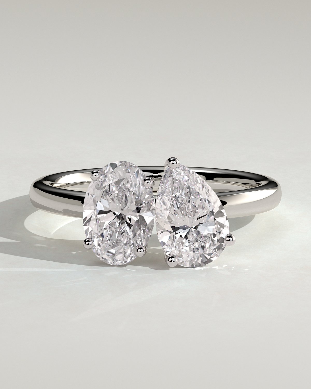 April - Oval & Pear Toi Et Moi - 18k White Gold