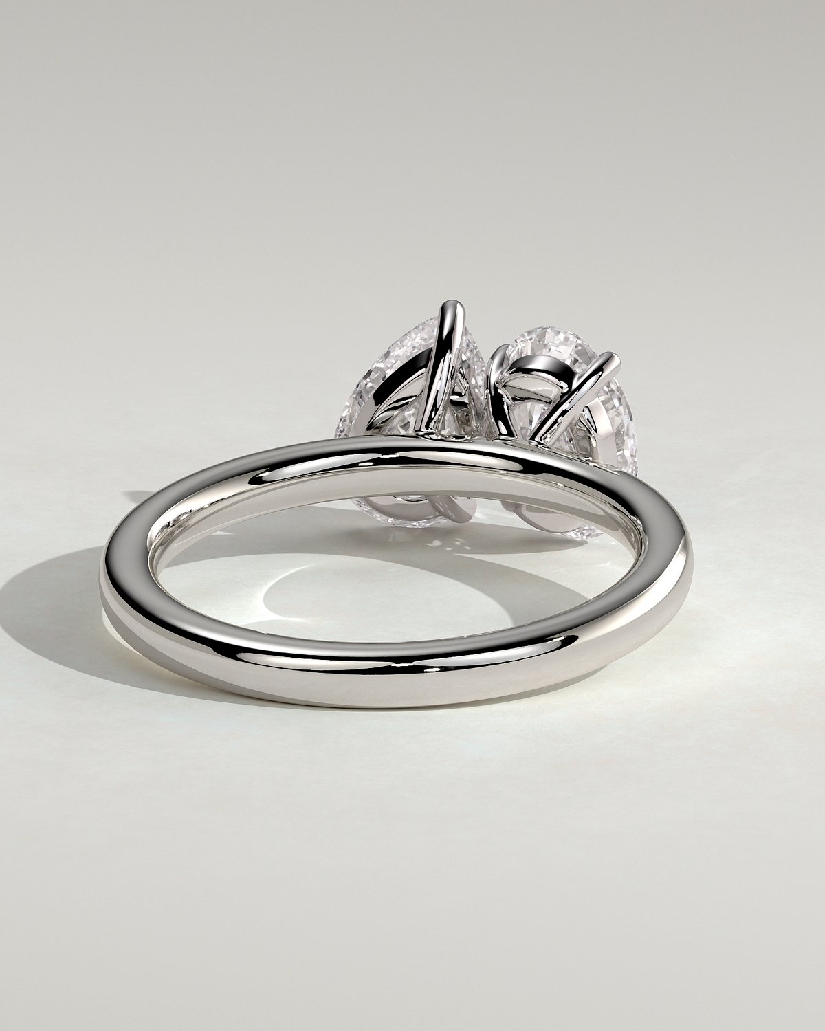April - Oval & Pear Toi Et Moi - 18k White Gold
