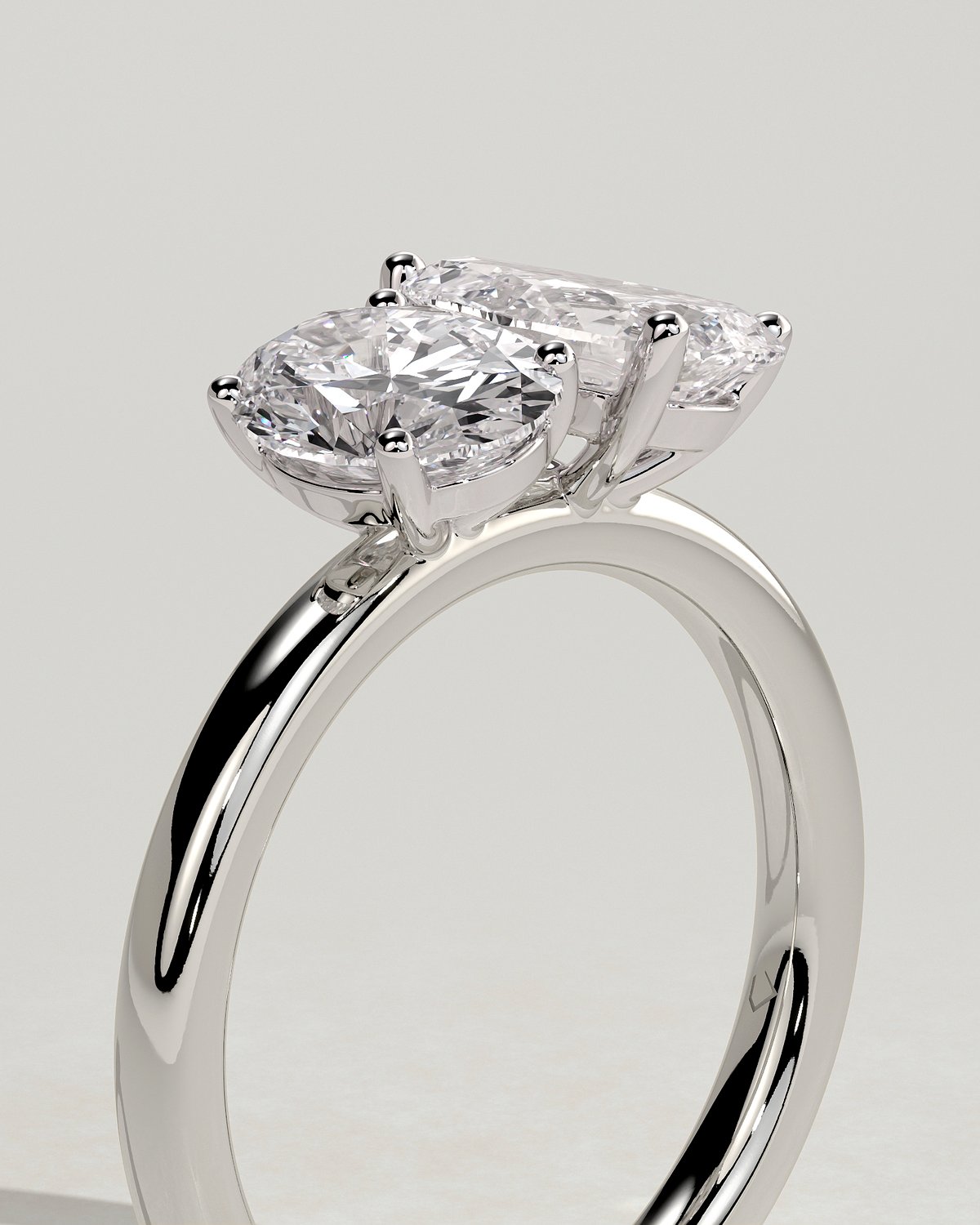 April - Oval & Pear Toi Et Moi - 18k White Gold