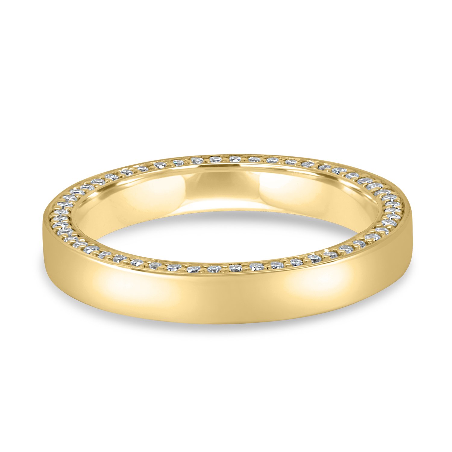 Arden - Cigar Band with Hidden Pav Detail - 18k Yellow Gold
