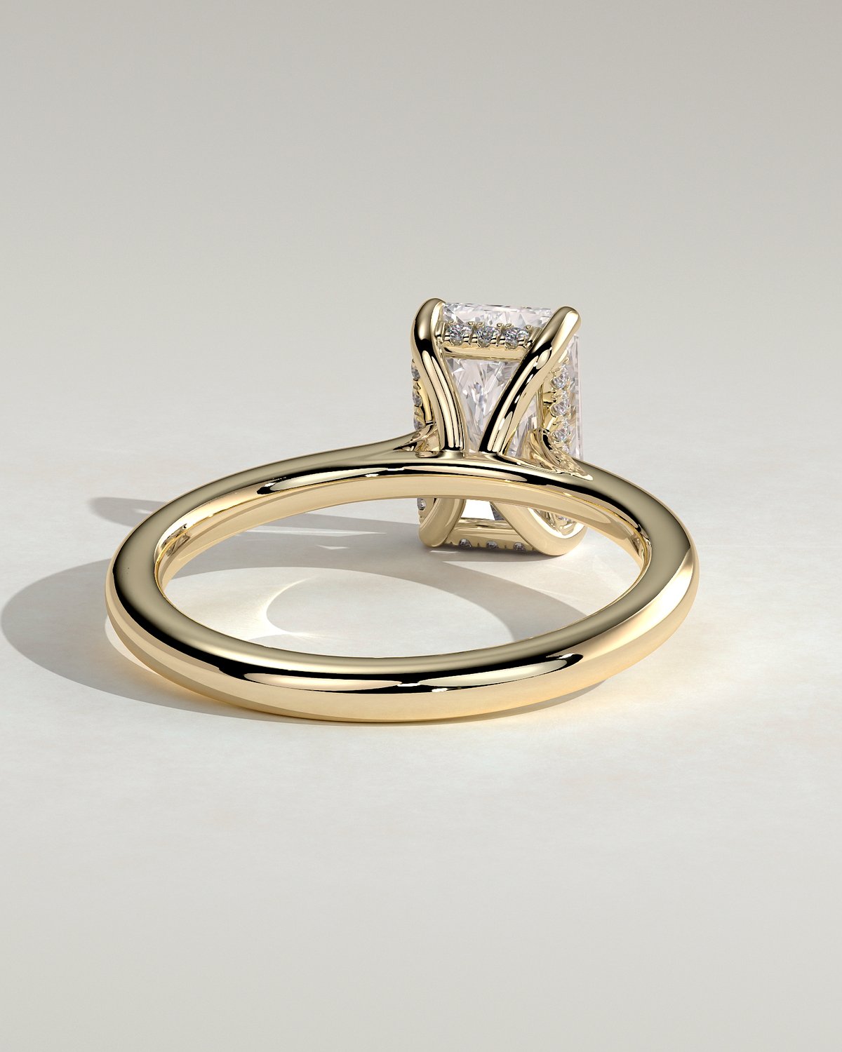 Ari - 4 Claw Radiant Solitaire with Hidden Halo - 18k Yellow Gold