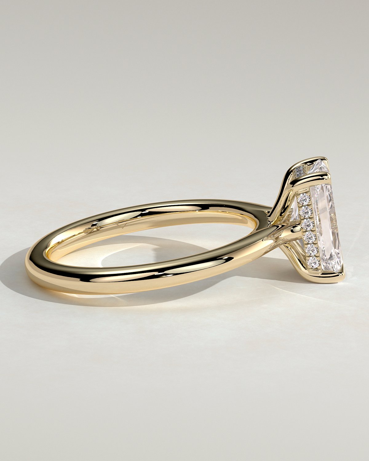 Ari - 4 Claw Radiant Solitaire with Hidden Halo - 18k Yellow Gold