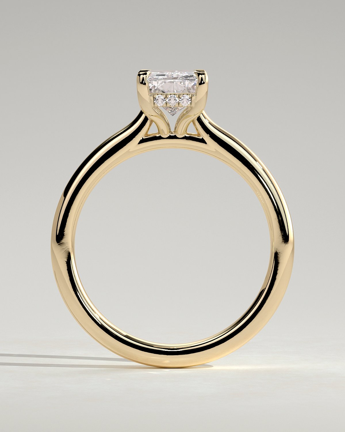 Ari - 4 Claw Radiant Solitaire with Hidden Halo - 18k Yellow Gold
