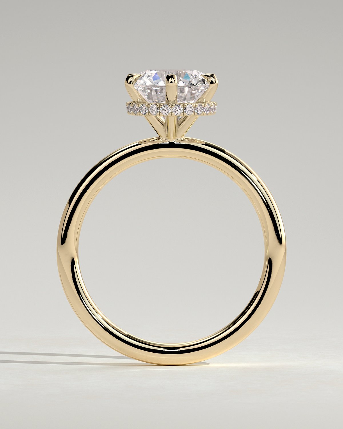Aria - 6 Claw Round Solitaire with Hidden Halo - 18k Yellow Gold