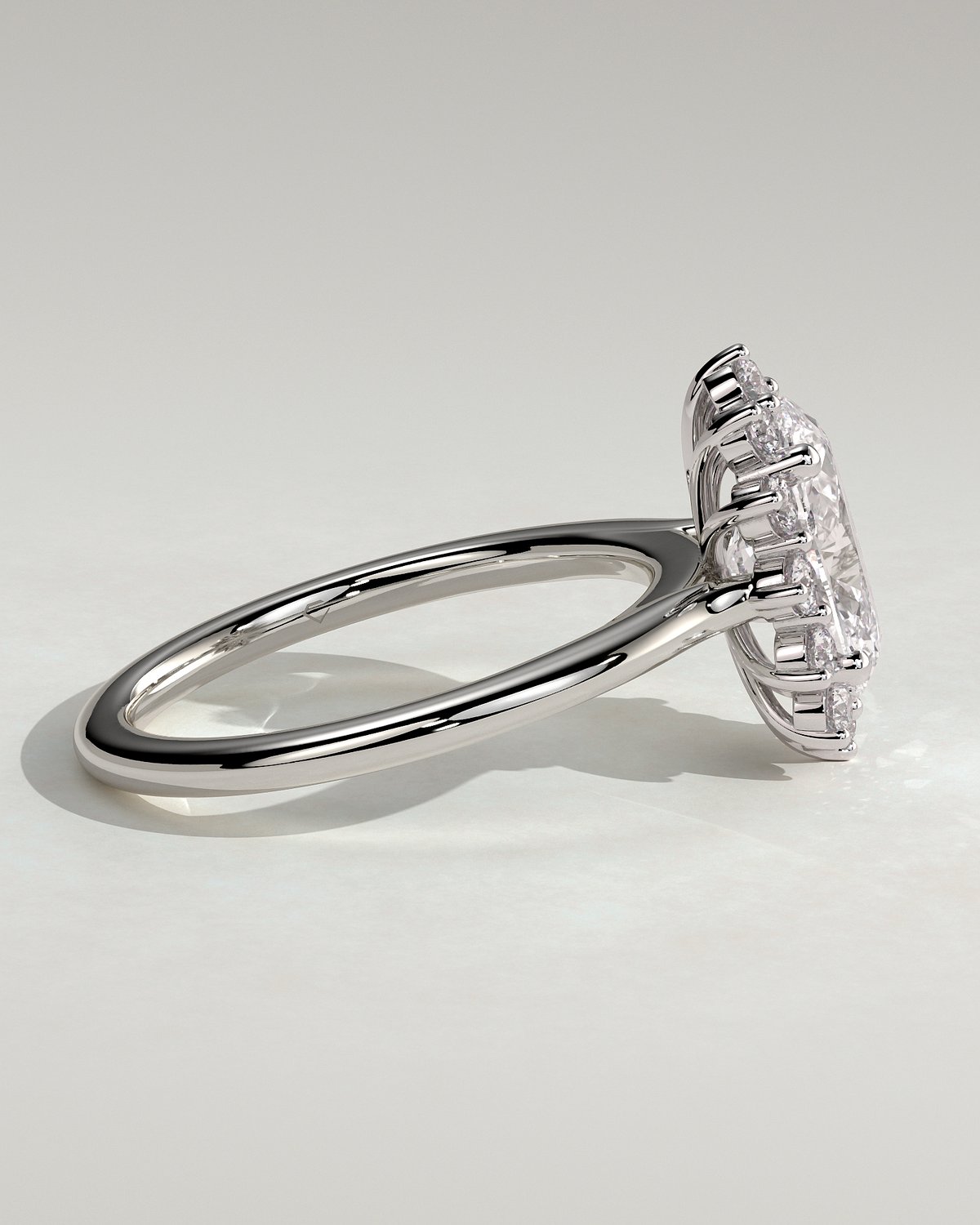 Arielle - Oval Halo with Cathedral Setting - 18k White Gold