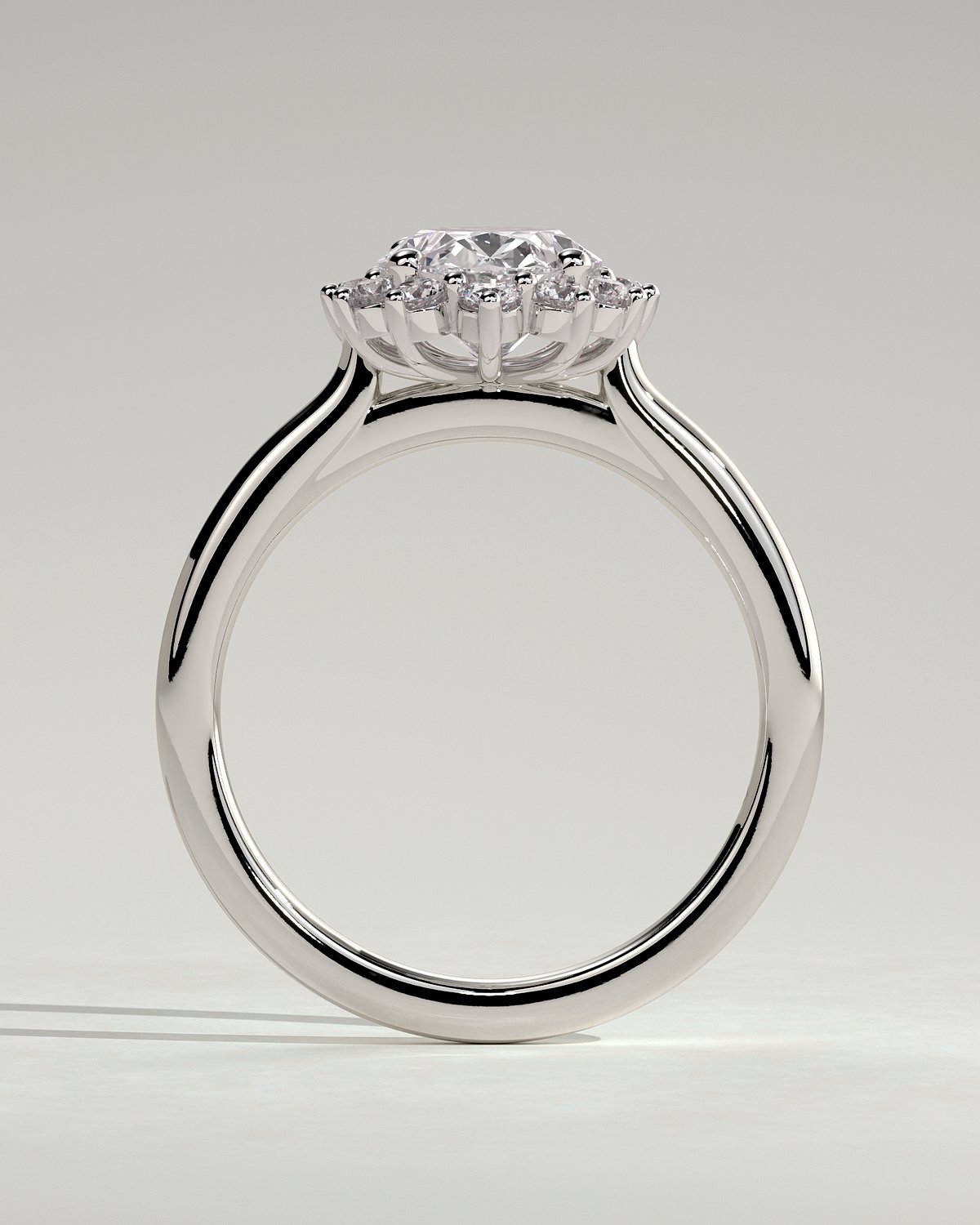 Arielle - Oval Halo with Cathedral Setting - 18k White Gold