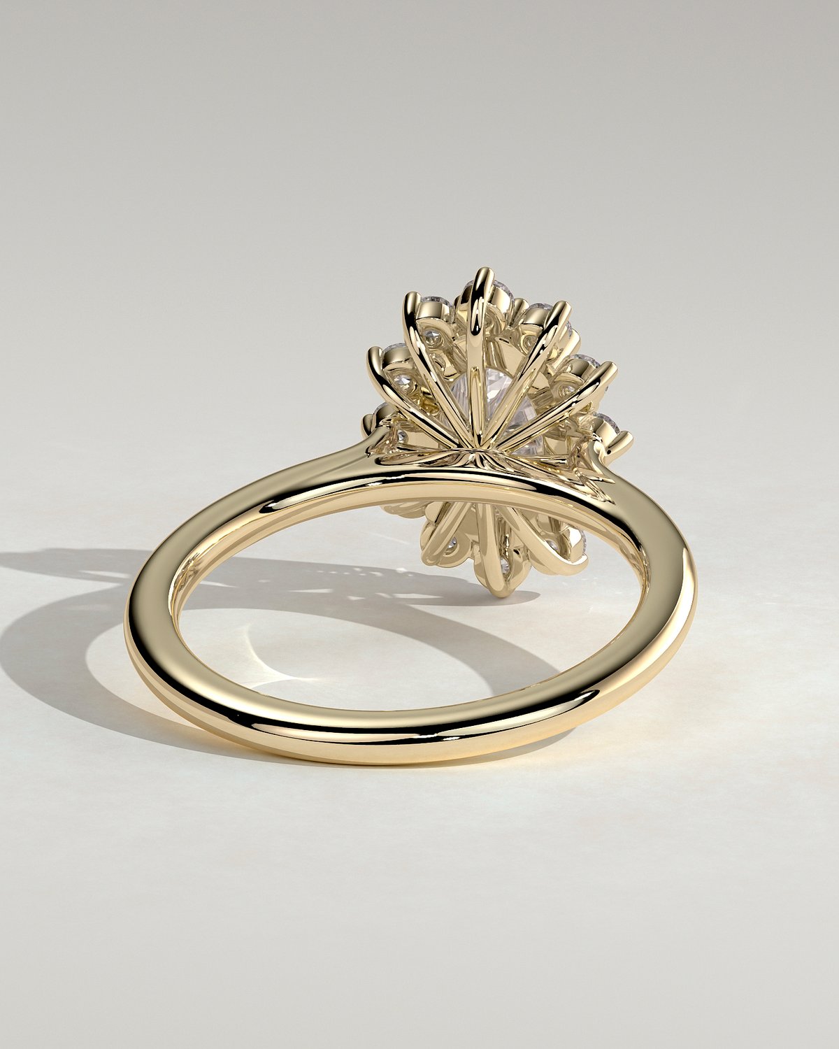 Arielle - Oval Halo with Cathedral Setting - 18k Yellow Gold