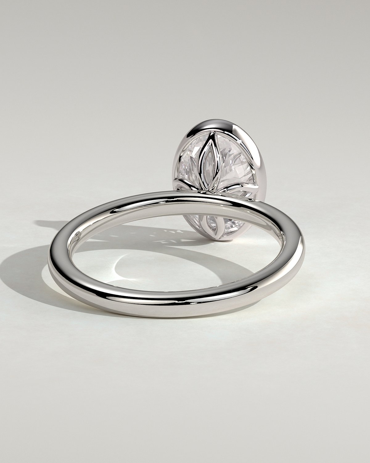 Armani - Bezel Set Oval Solitaire - 18k White Gold