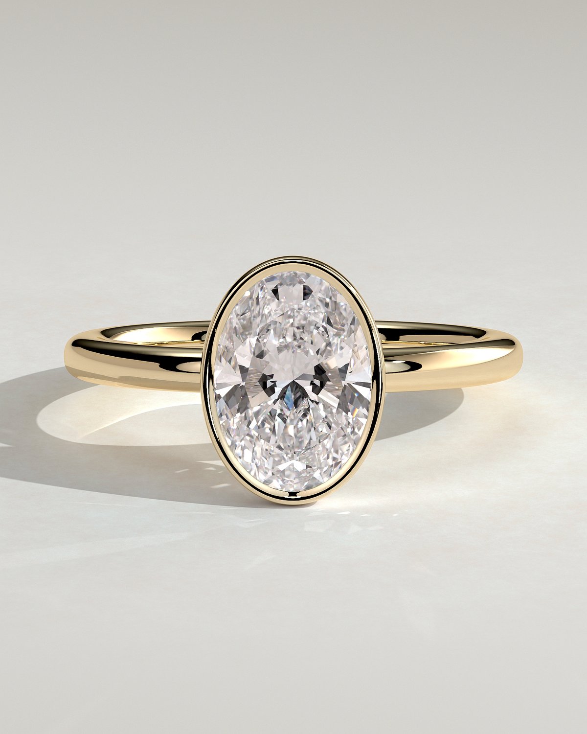 Armani - Bezel Set Oval Solitaire - 18k Yellow Gold