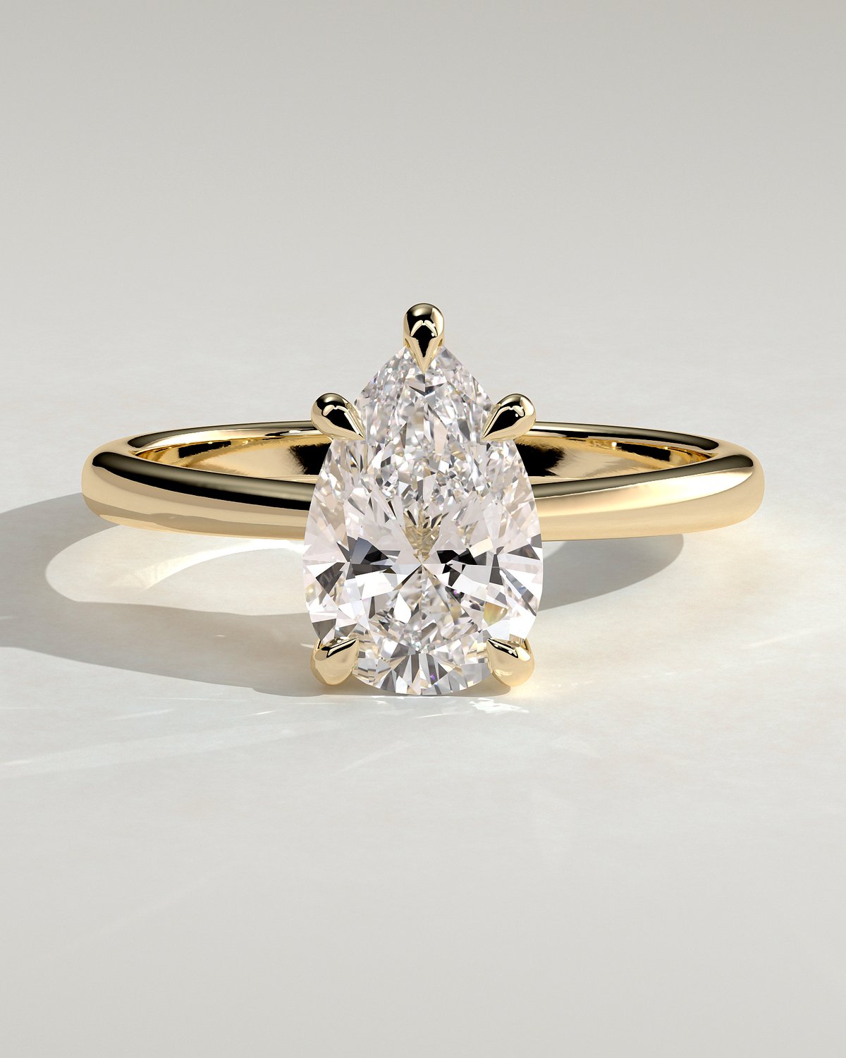 Aspen  5 Claw Pear Solitaire - 18k Yellow Gold