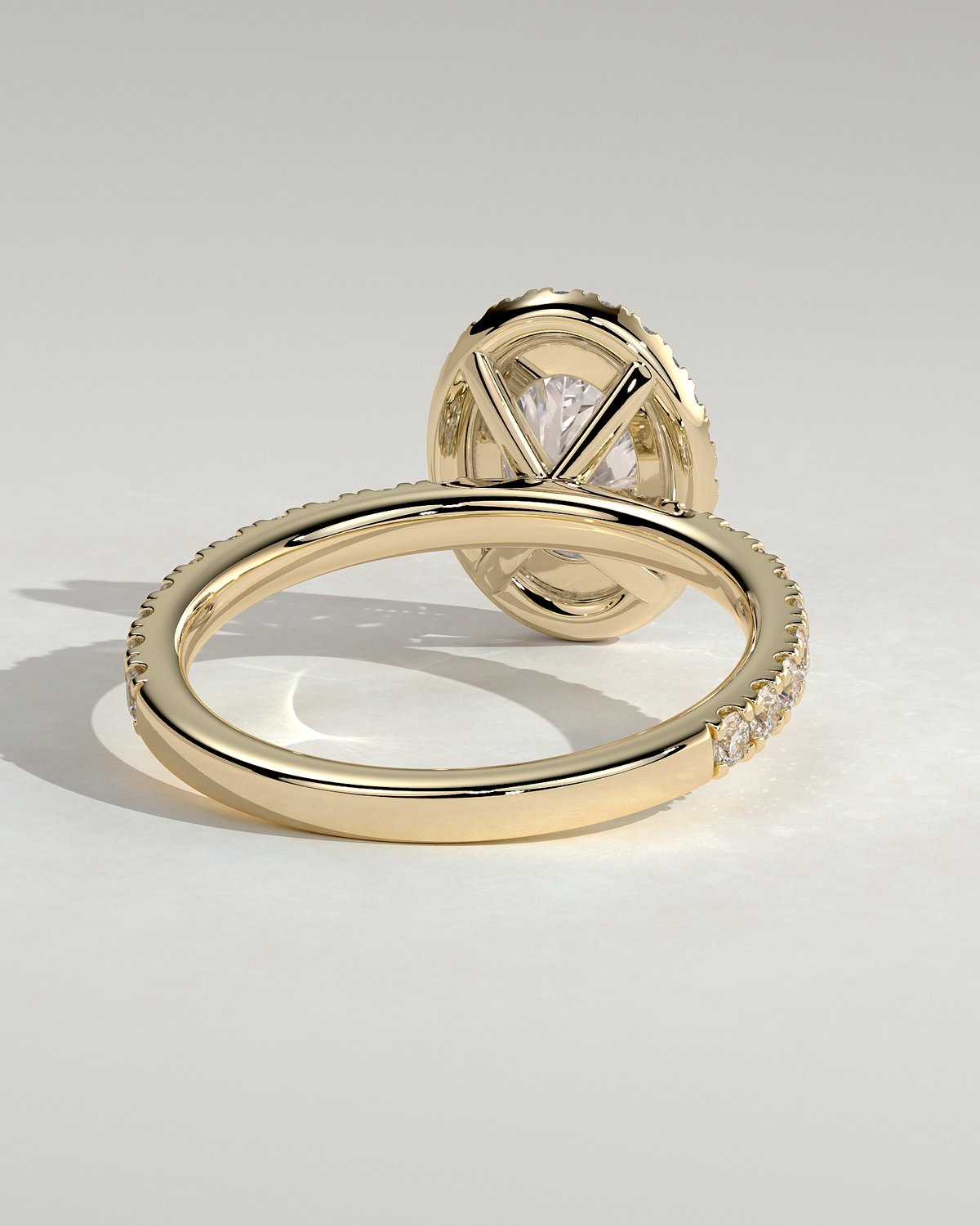 Aurora  Oval Halo with Pav - 18k Yellow Gold