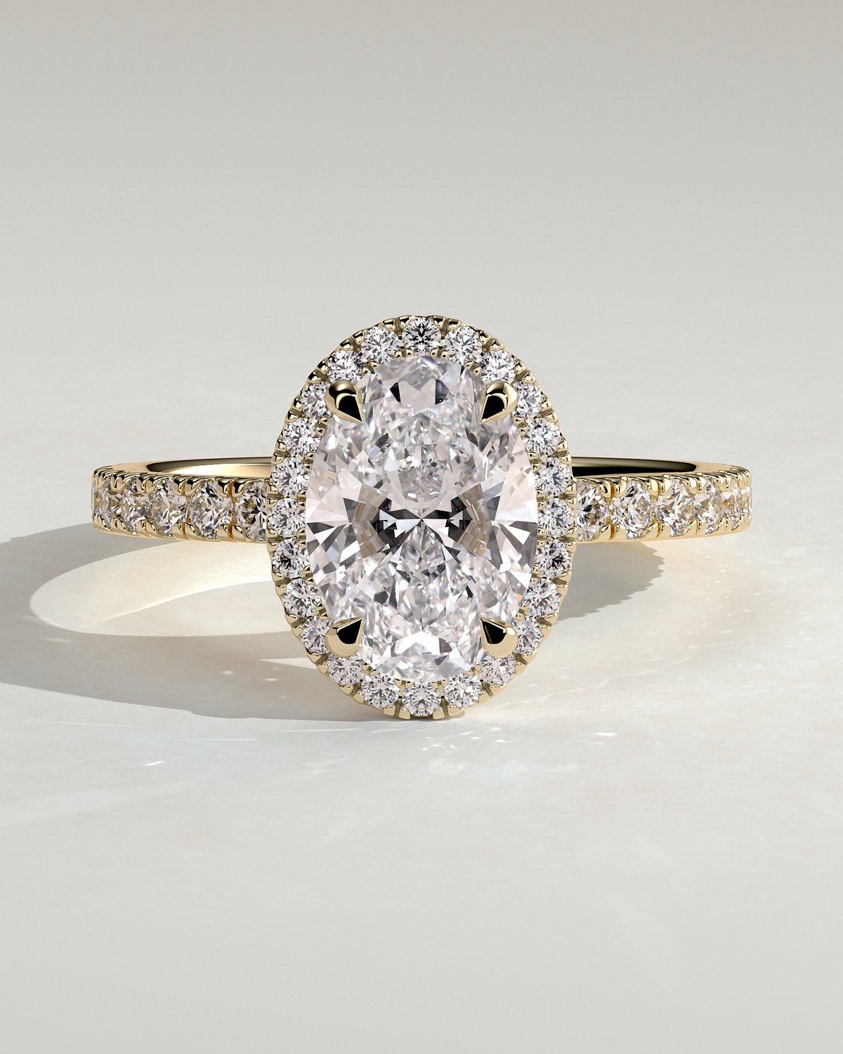 Aurora  Oval Halo with Pav - 18k Yellow Gold