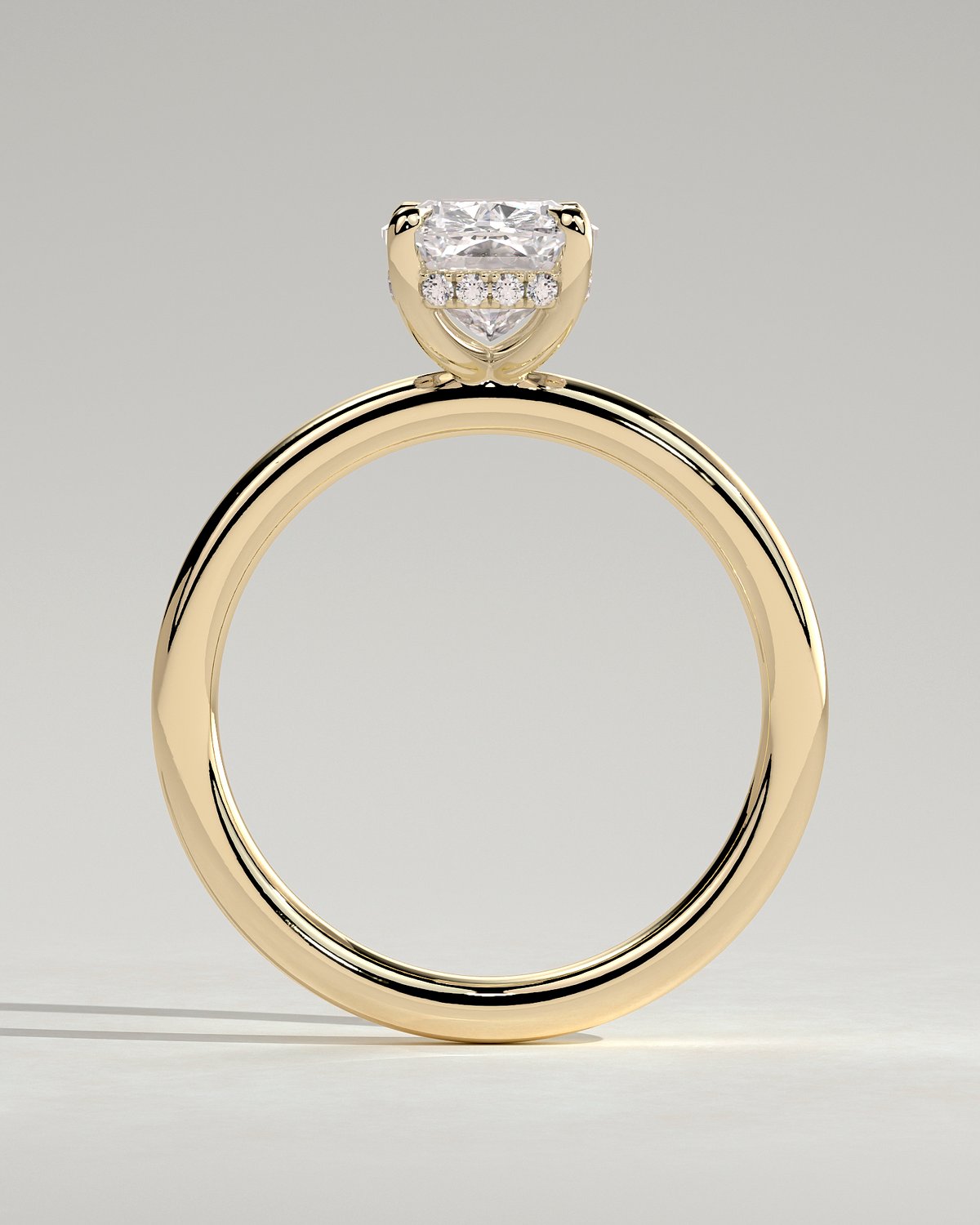 Ava  Elongated Cushion Solitaire - 18k Yellow Gold High Setting