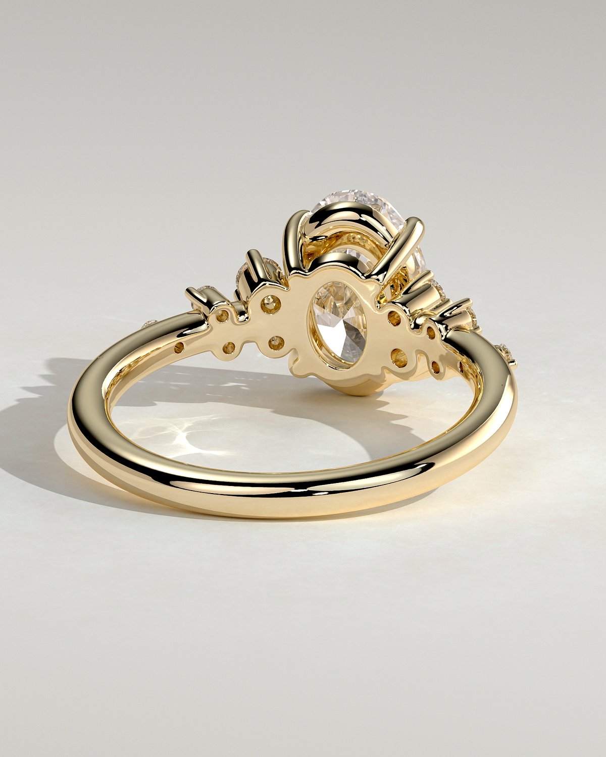 Bella  Oval Solitaire with Accent Stones - 18k Yellow Gold