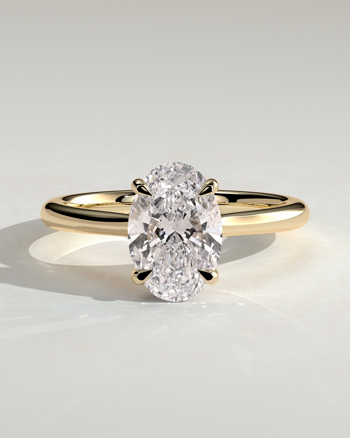 Bethany  Oval Solitaire with Hidden Halo - 18k Yellow Gold