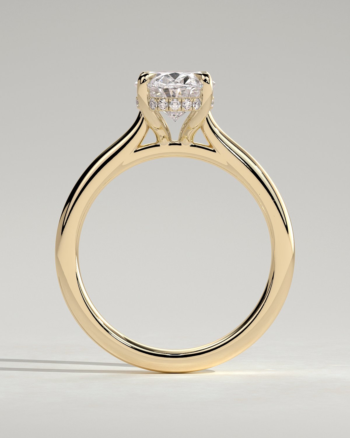 Bethany  Oval Solitaire with Hidden Halo - 18k Yellow Gold