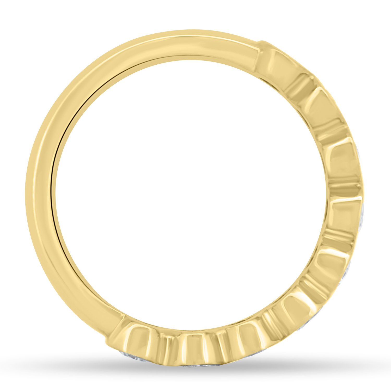 Betty - Bezel Set Oval Wedding Ring - 9 stones 18k Yellow Gold