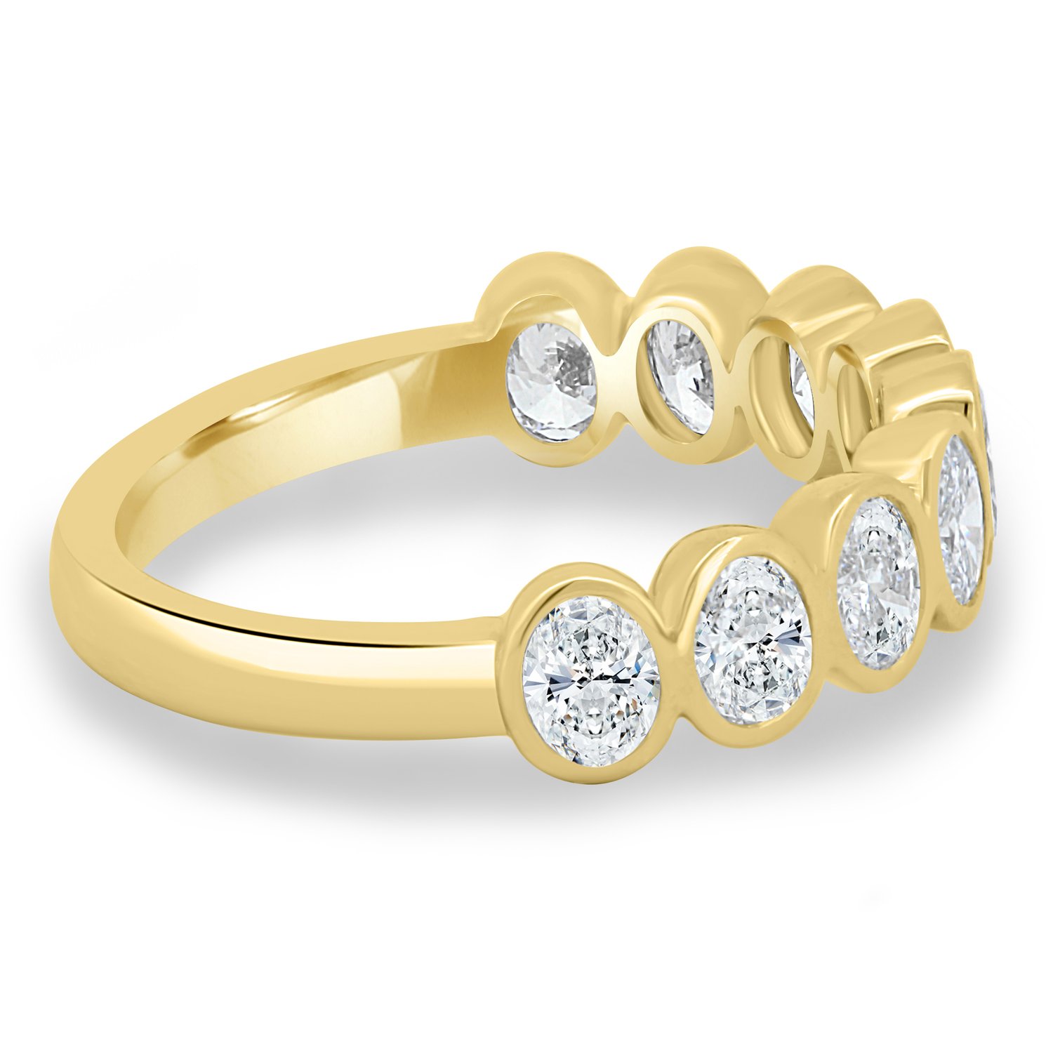 Betty - Bezel Set Oval Wedding Ring - 9 stones 18k Yellow Gold